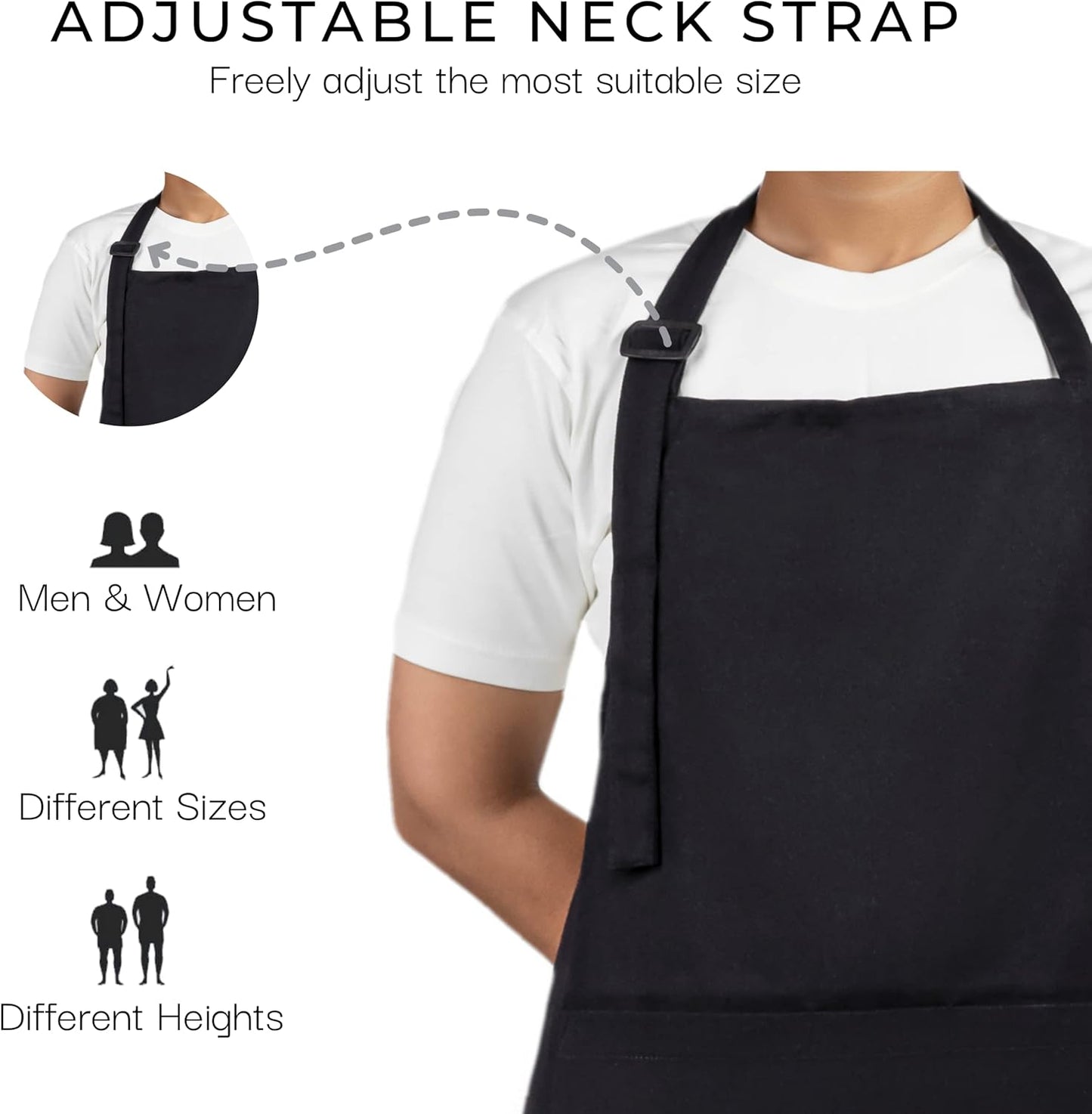 RAJRANG 100% Cotton Cooking Apron with 3 Pockets Kitchen Chef BBQ Adjustable Bib Aprons for Women Men