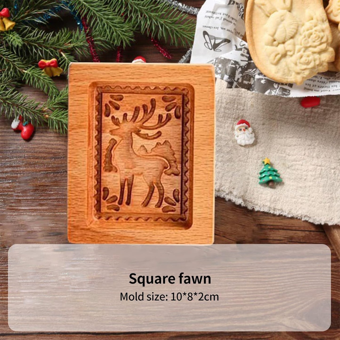 Wooden Cookie Biscuit Mold, 3D Baking Mold, Embossing Craft Decorating Baking Tool, Suitable for Halloween Thanksgiving Christmas Kitchen DIY (Xmas-A-3PCS)