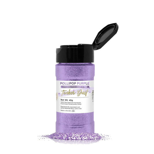 Pollipop Purple BAKELL Edible Glitter, 45 Grams | TINKER DUST Edible Glitter | KOSHER Certified | 100% Edible Glitter | Cakes, Cupcakes, Cake Pops, Drinks, Dessert Vegan Glitter & Dusts (45g Shaker, Pollipop Purple)
