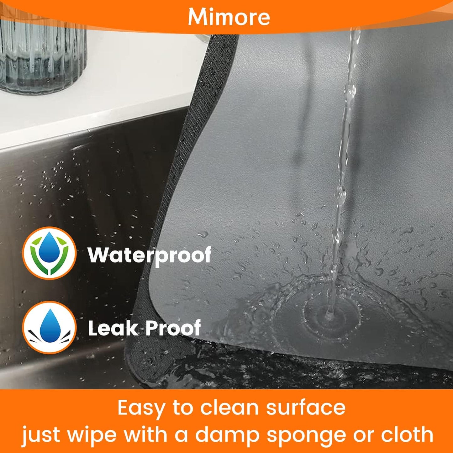 Mimore Coffee Mat - 18x24 Inch Grey Countertop Mat - Absorbent, Hides Stains, Rubber Backed - Dish Drying Mat Fits Under Coffee Maker or Espresso Machine (Compatible with Ninja Luxe Cafe)