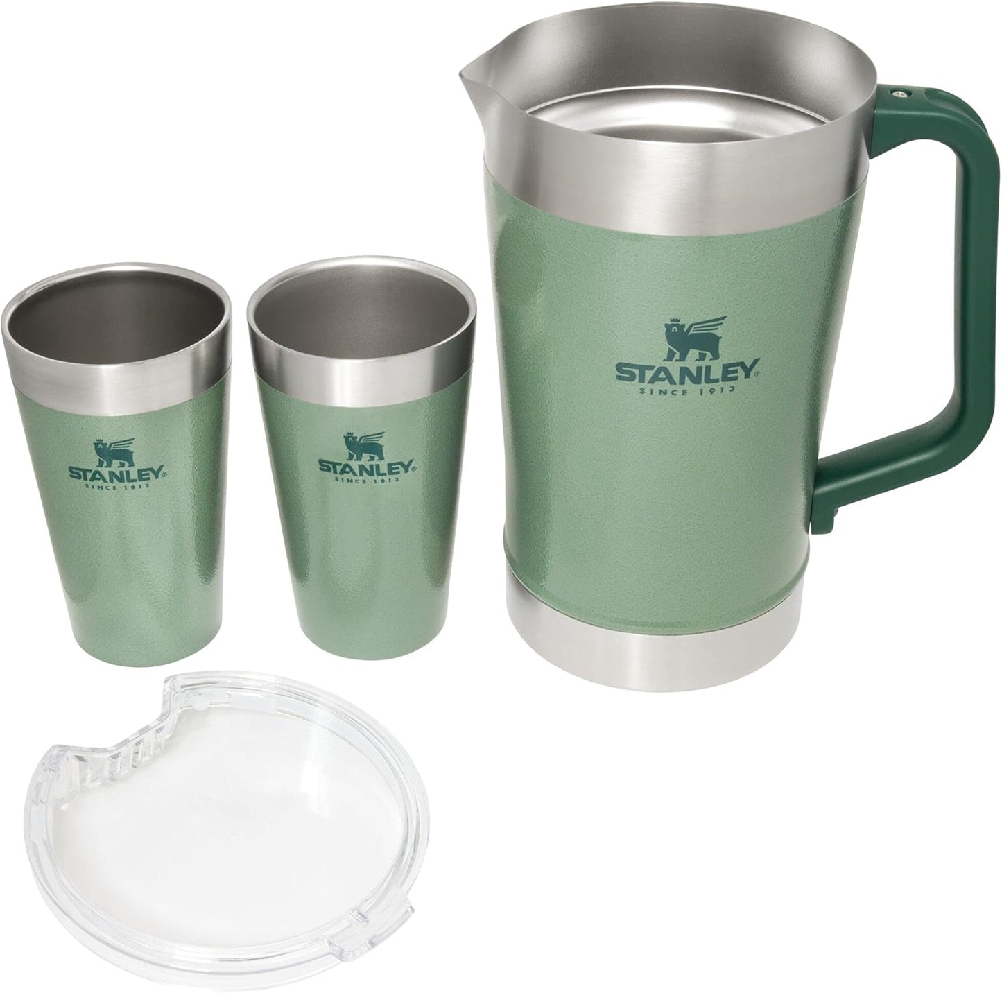 Stanley Stay-Chill Pitcher 64 oz | Cold Water, Beer, and Drink Pitcher with Lid | Large Capacity Durable Beverage Container with Handle | Insulated Stainless Steel | BPA-Free | Hammertone Green
