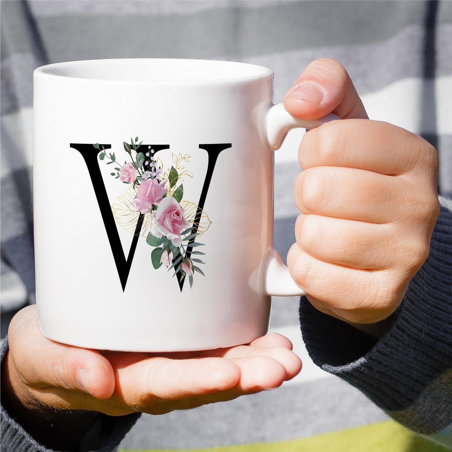 Retreez Initial A-Z Floral Botanical Bouquet Alphabet Monogrammed Monogram Mug 11 Oz Ceramic Tea Coffee Mugs - Appreciation Thank You Wedding Birthday Gifts for her friend coworker sister - W Initial