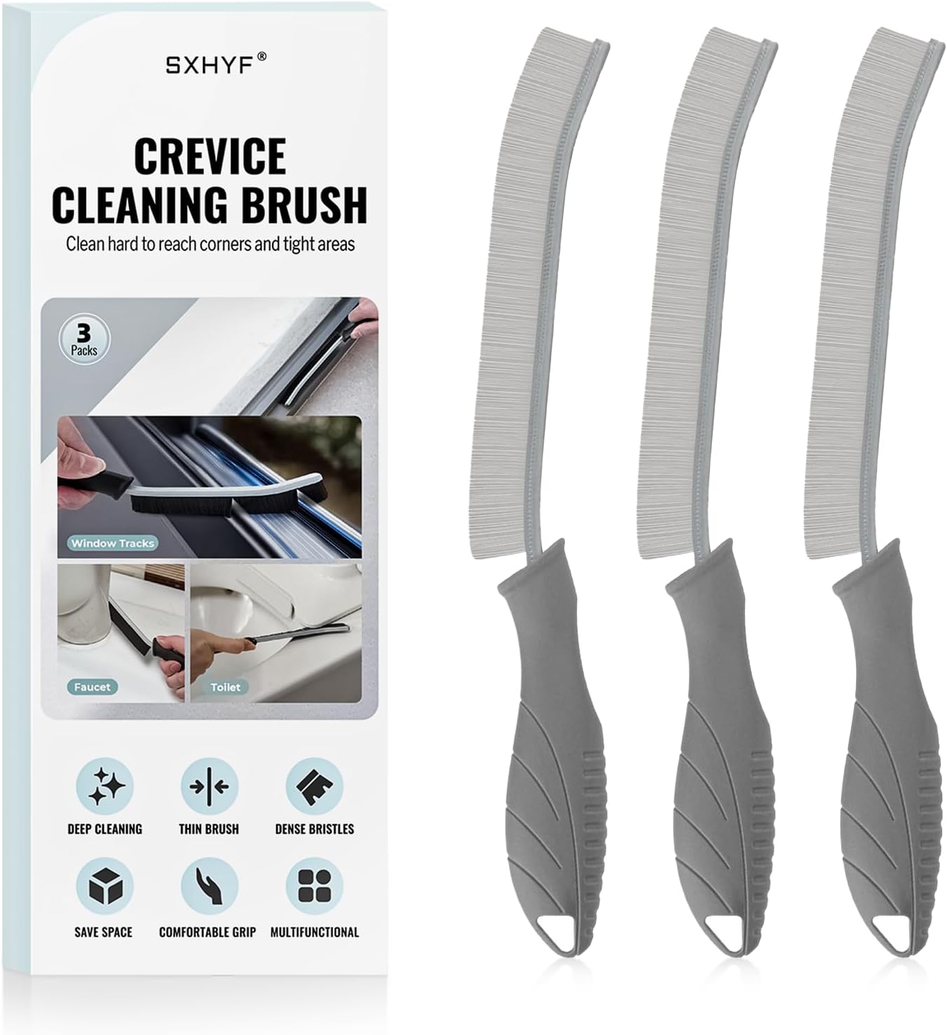 SXhyf Cleaning Brush - Hard Bristle Crevice Cleaning Brush, Multifunctional Gap Scrub Brush, Kitchen Essentials, Bathroom Cleaner Tools for Household Use, Home, Window, Toilet, Stove