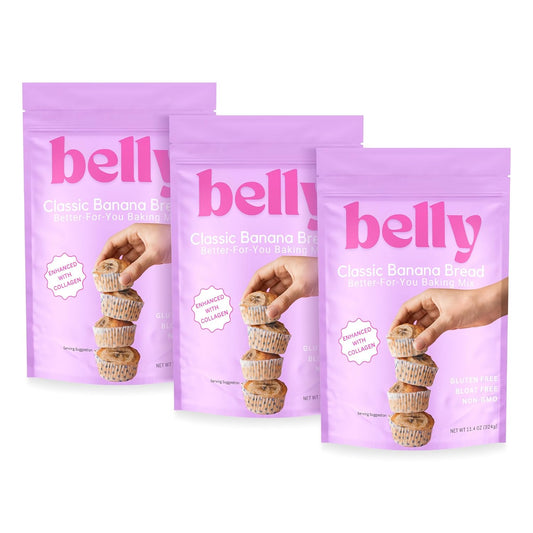 Belly Banana Bread Mix with Collagen Protein | High-Protein | Banana Muffin Mix | Grain-Free Dairy-Free Nut-Free | Healthy Snacks For Adults & Kids | Women-Owned Business | 11.3 Ounces | 3 Pack