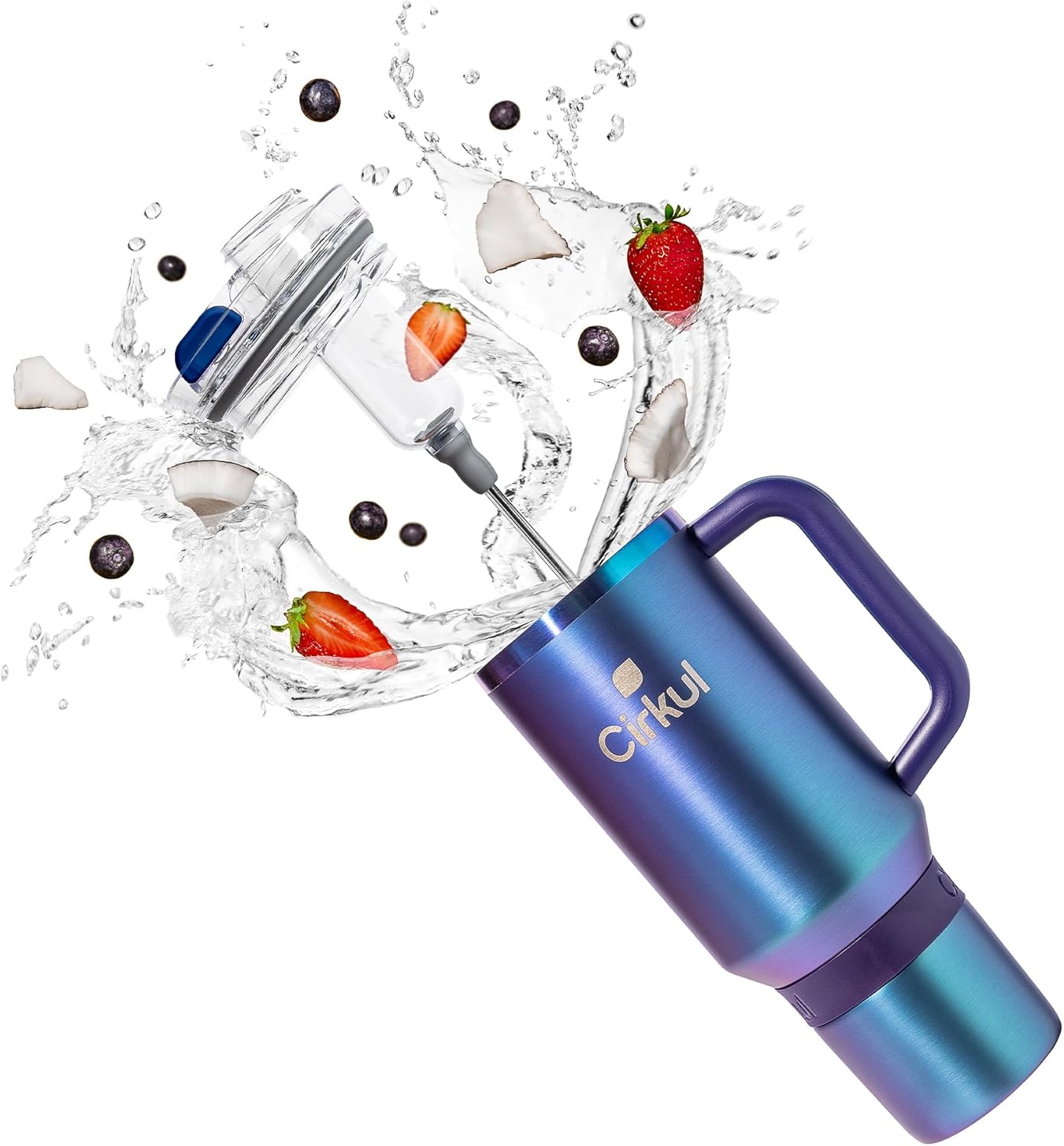 Cirkul 40oz. Chameleon Stainless Steel Tumbler with Handle, All-Day StrawSip, Double-Wall Insulated
