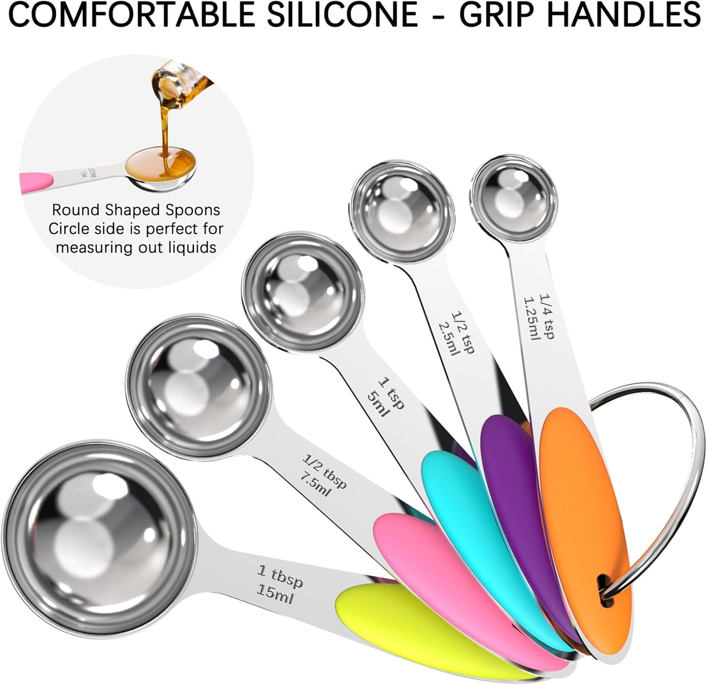 TILUCK Measuring Cups and Spoons Set, Stainless Steel, Kitchen Utensils for Cooking and Baking (12, Colorful)