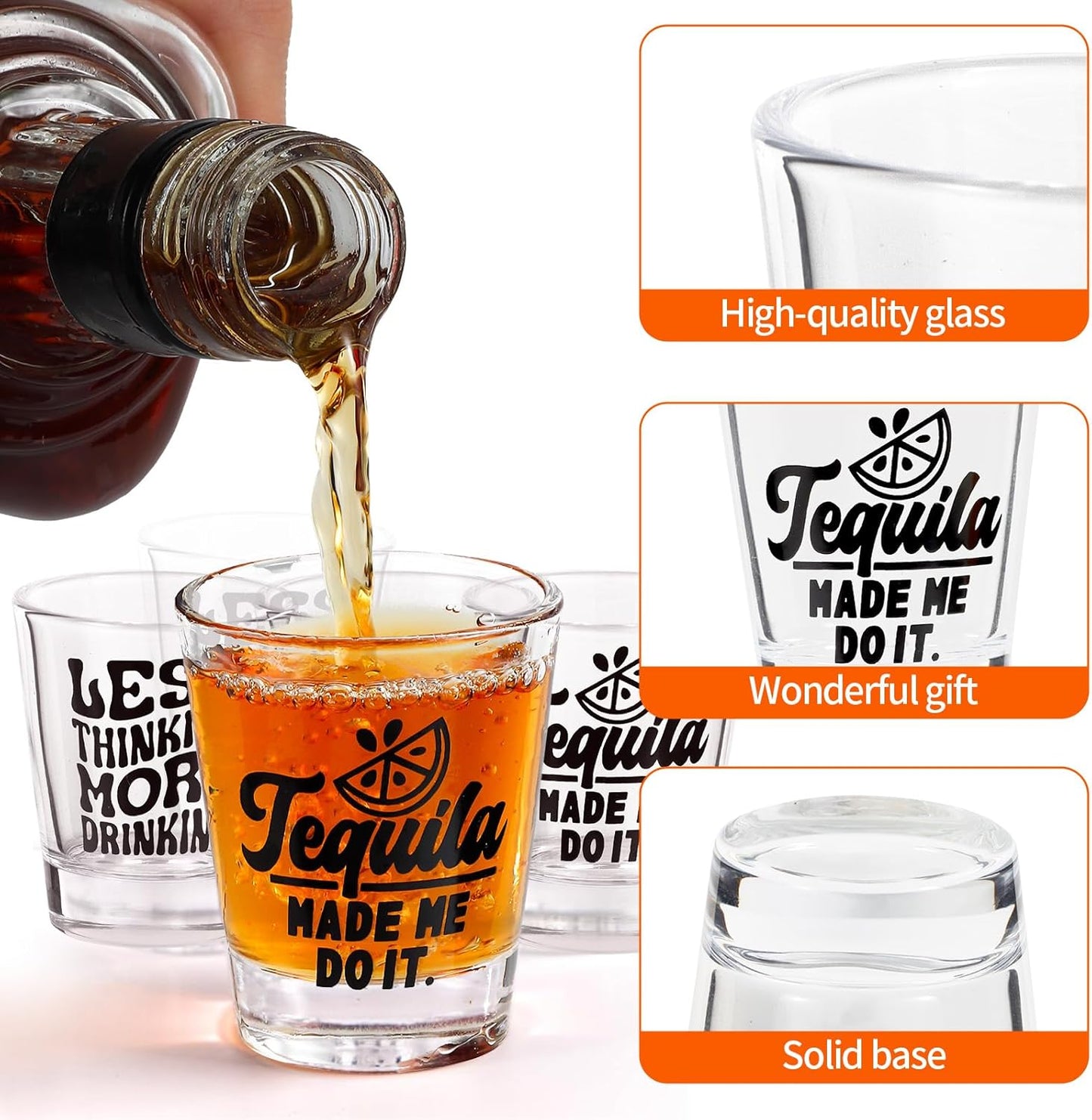 Kolewo4ever 24 Pieces Funny Friends Shot Glasses Funny Friends Shot Glasses Clear Shot Glass Cups with Heavy Base for Adult Small Glass Shot Cups 1.75 oz Shot Glass for Best Friends (Style-2)