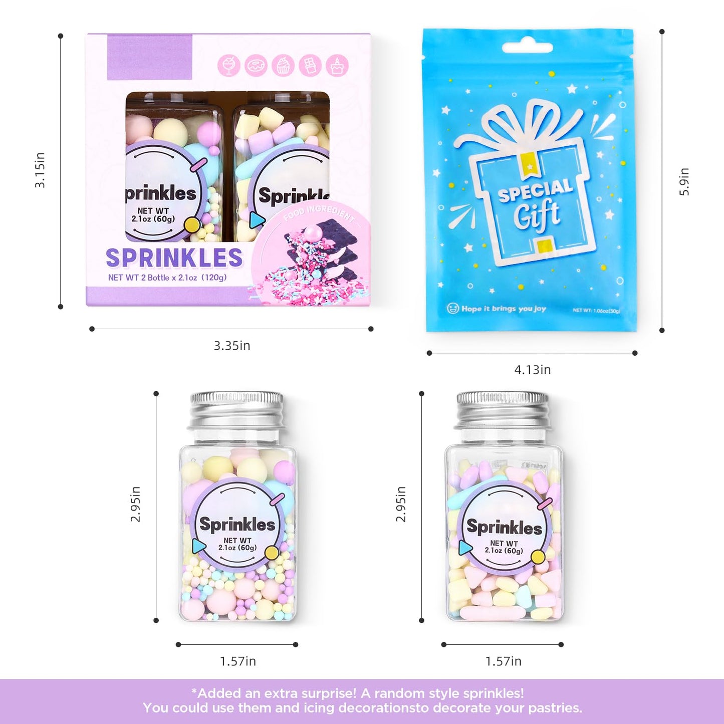 Edible Pearls for Cake Decorating, Matt Pearl Sprinkles, Pastel Sugar Sprinkles, Cube Sprinkles, Pearl Sprinkles for Cake, Cupcakes, Macaron, Ice Cream, and Cookies. (120g/4.2oz)