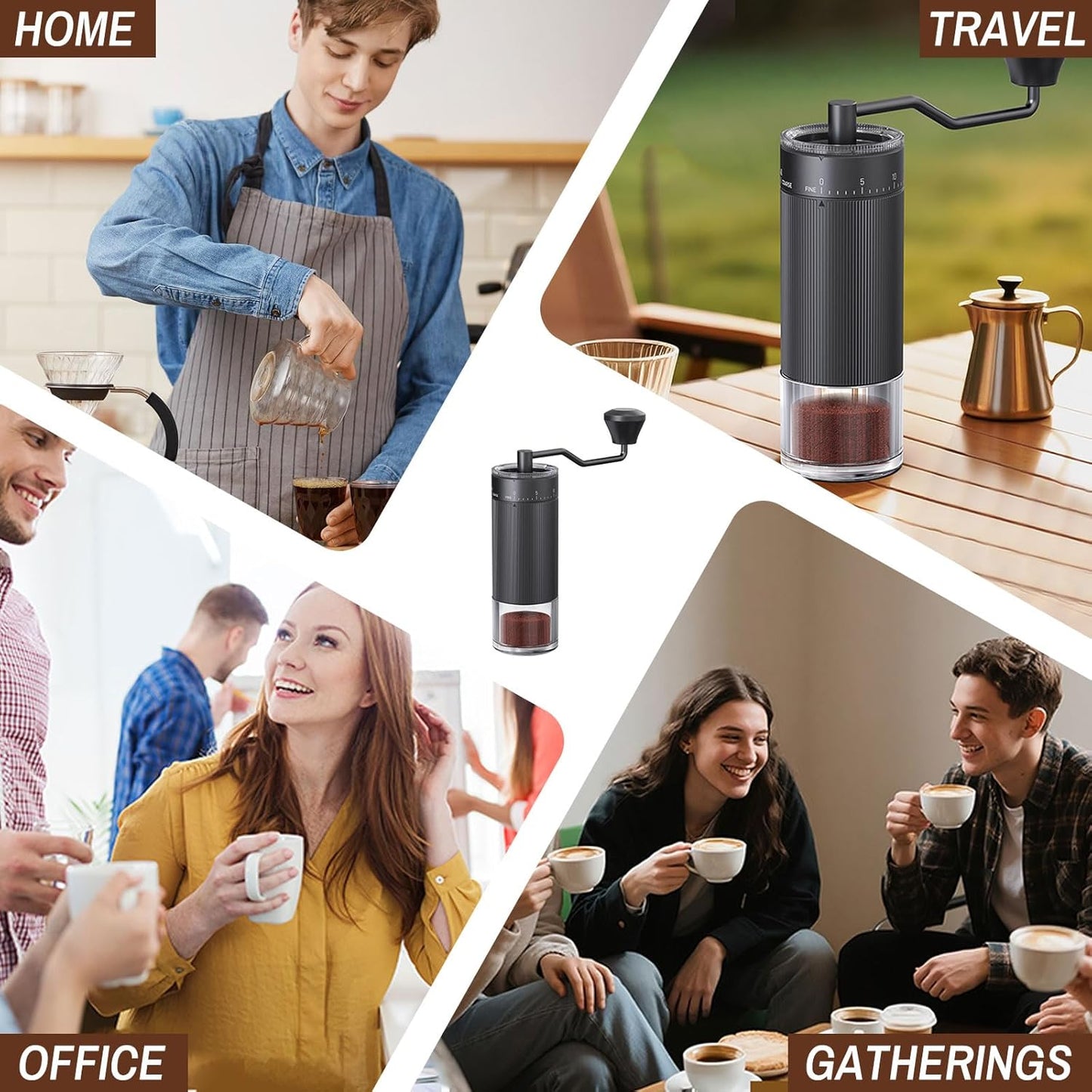 Portable Manual Coffee Grinder with with CNC Stainless Steel Conical Burr 40 Adjustable Settings,Hand Coffee Bean Mill with 30g Capacity & Crank for Travel Camping Office Home