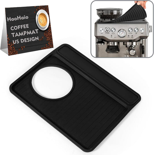 Tamping Mat compatible with Breville 870/880, Silicone Top Cover for Espresso Machines - Non-Slip, Scratch Proof Coffee Accessories (11"x9.25", Black)