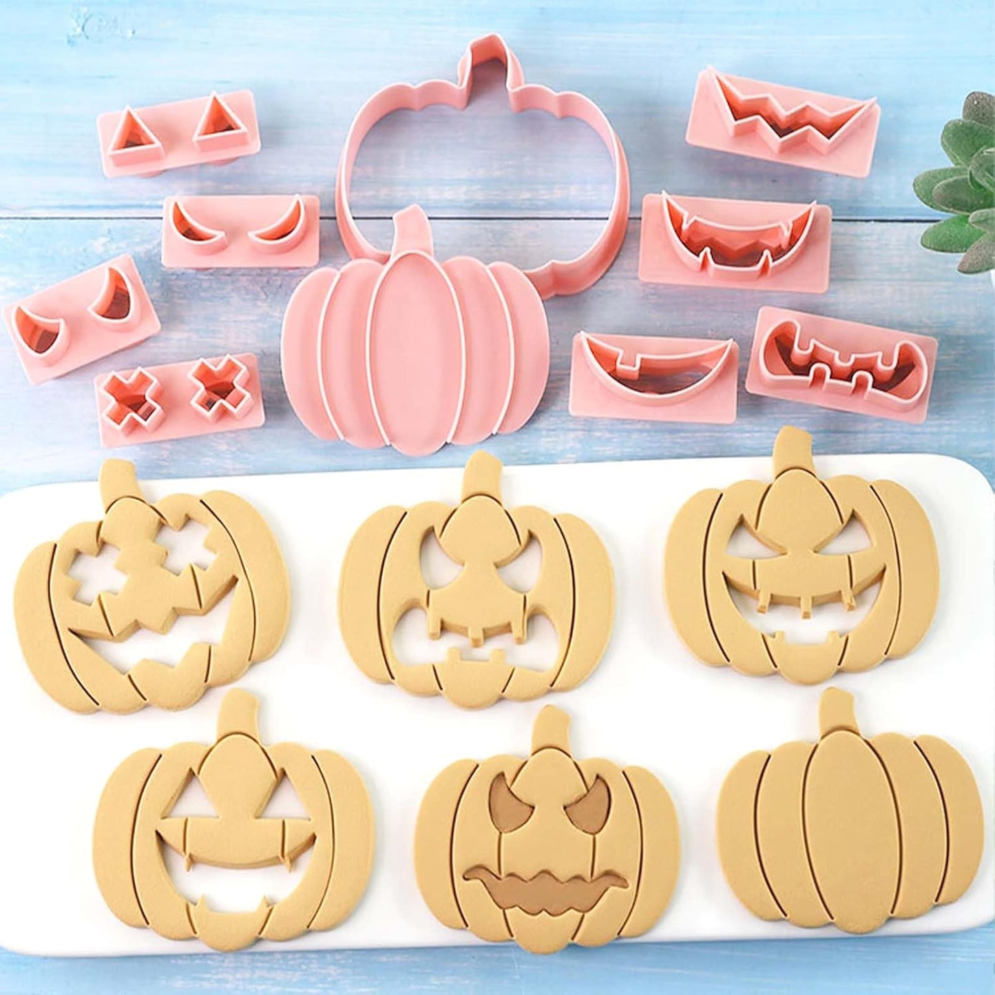 Mini Pumpkin Cookie Cutters, DIY 3d Halloween Raised Design Cookie Stamps, Cookie Cutter Set suitable for Frosting Decoration, Mini Gingerbread Pie Molds, Day of The Dead Decorations (Pumpkin)