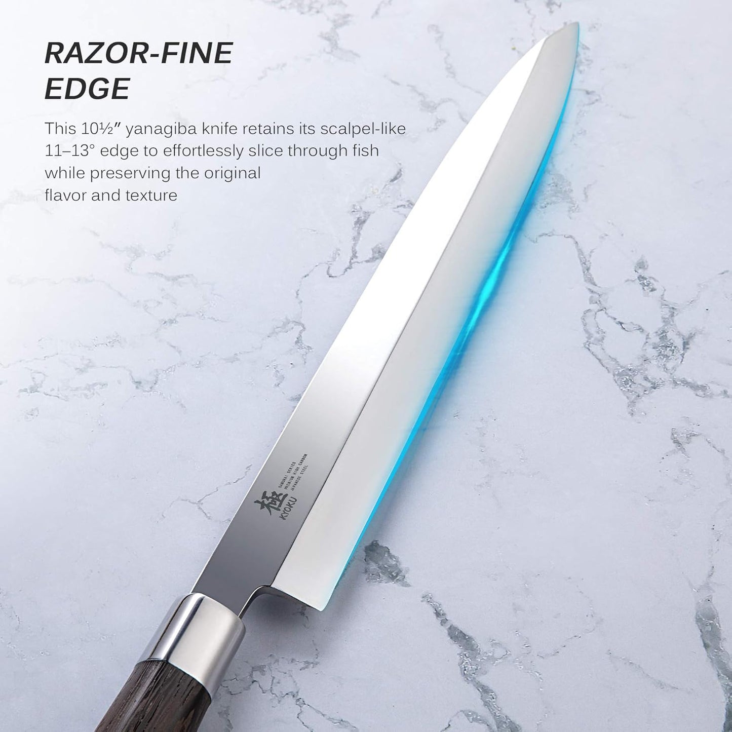 KYOKU Samurai Series - 10.5" Yanagiba Knife Japanese Sushi Sashimi Knives - Superior Japanese Steel - Wenge Wood Handle - with Case