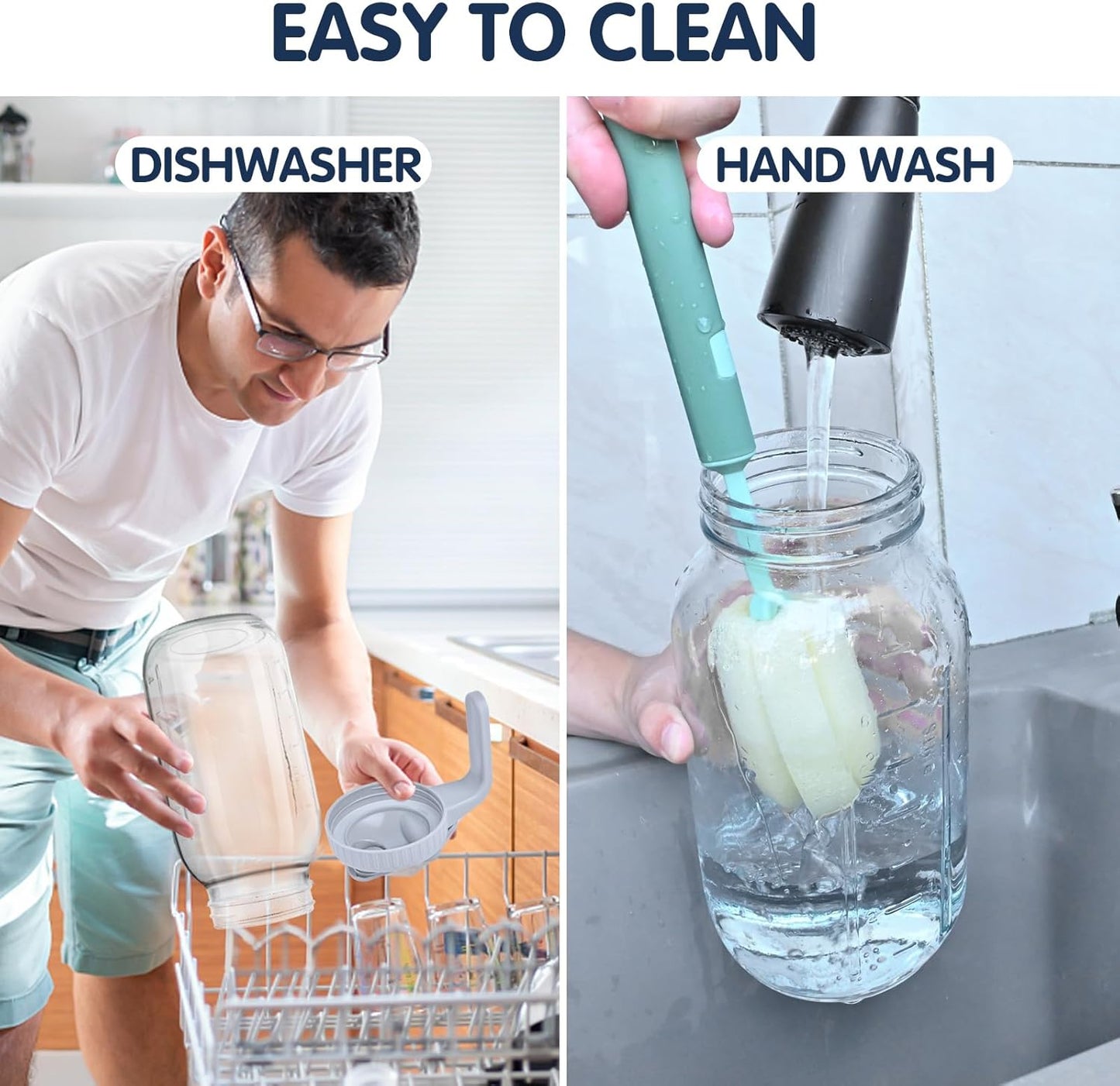 Glass Pitchers with Lid, Set of 2, 64OZ Leak-Proof Airtight Mason Jars, Wide Mouth Water Jugs for Cold Brew Coffee, Iced tea, Milk, Food Storage, Sun Tea Jar.