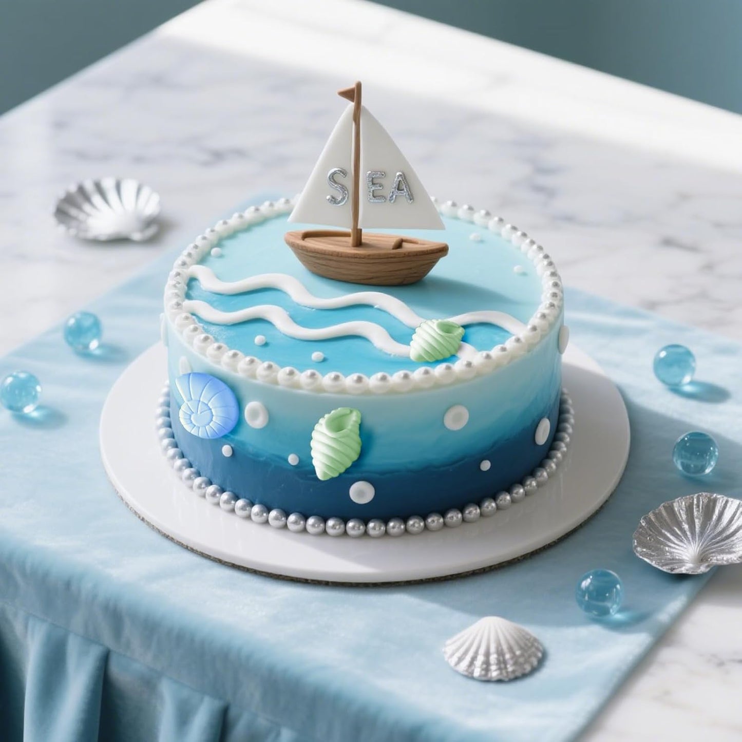 2-Pack Nordic Blue Seashell Silicone Molds for Chocolate Candy Baking Decorations