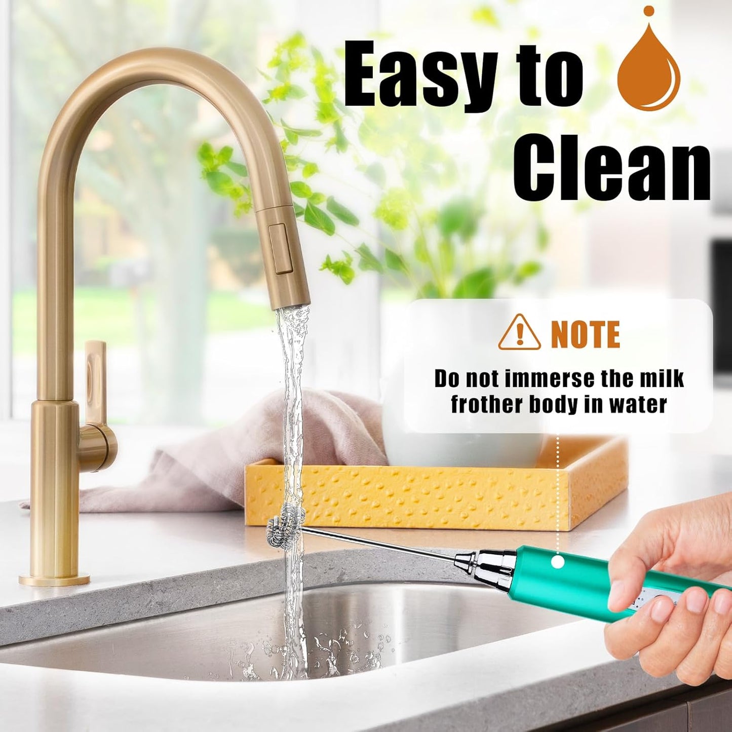 Nahida Turquoise Milk Frother Wand for Coffee, Frother Handheld Rechargeable Electric Whisk with 3 Heads 3 Speeds Drink Mixer Coffee Frother Foam Maker For Latte, Cappuccino, Hot Chocolate, Egg