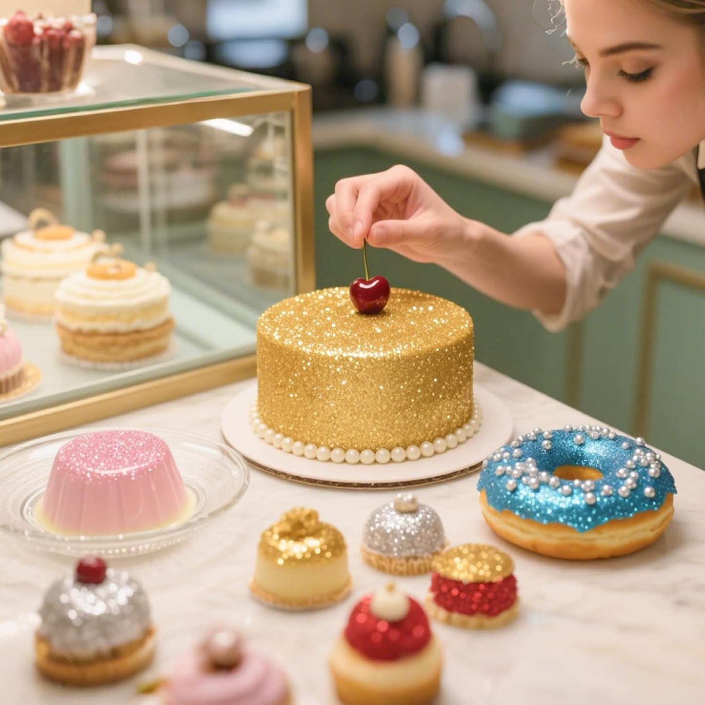 Edible Rainbow Glitter for Drinks,Food Grade 10g Iridescent Sprinkles Cake Decorating Supplies,Edible Luster Dust for Cocktail Beverages,Food Coloring Shimmer Powder for Baking,Cake Cupcakes Cookies Drinks Candy Strawberries Decorations