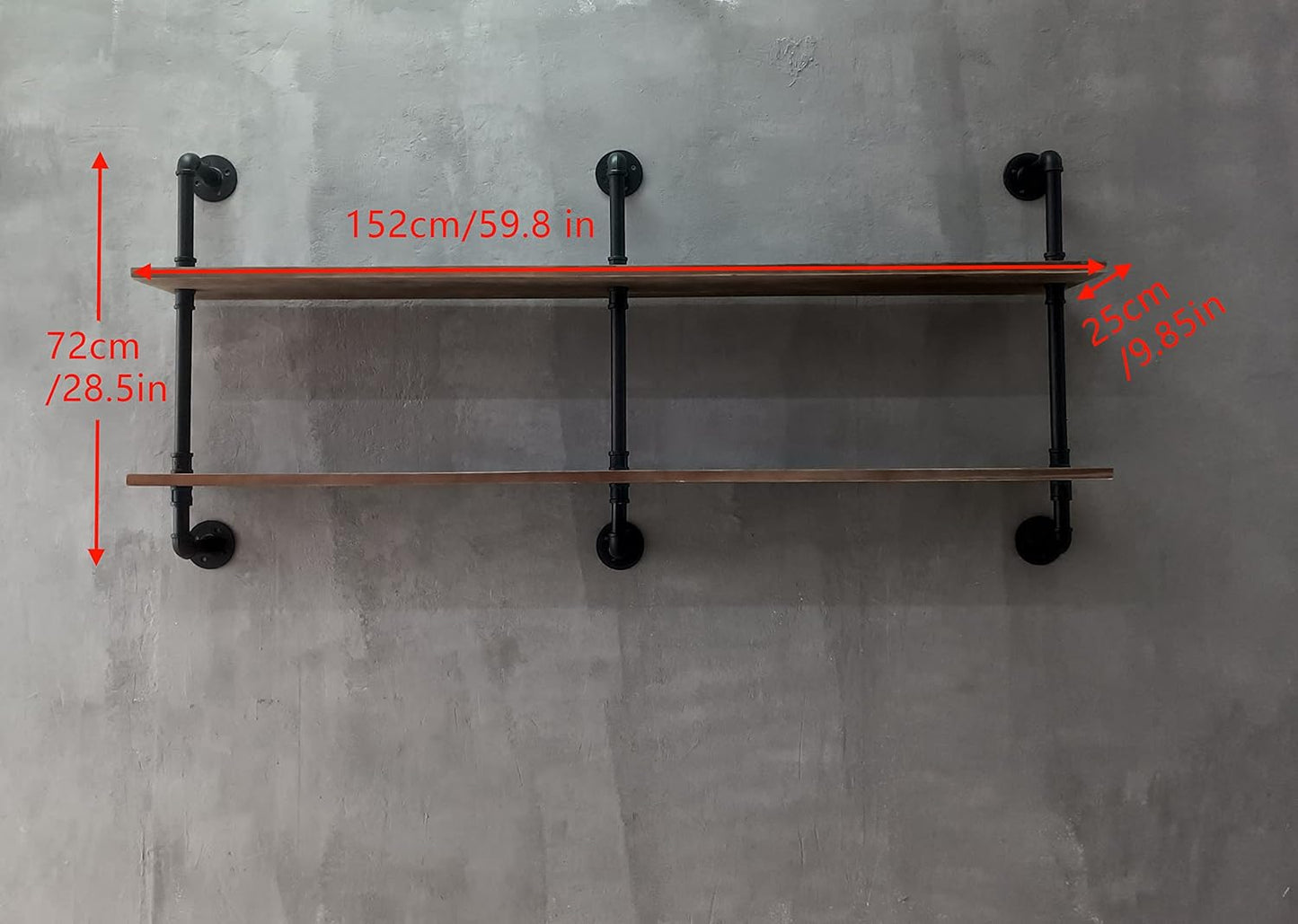 Floating Shelves for Wall Laundry Room Shelves Bookshelf Industrial Pipe Shelving Shelf Real Wood Planks 60 inch Rustic Wall Shelves Hanging Bookshelves Farmhouse Kitchen Bar Shelving