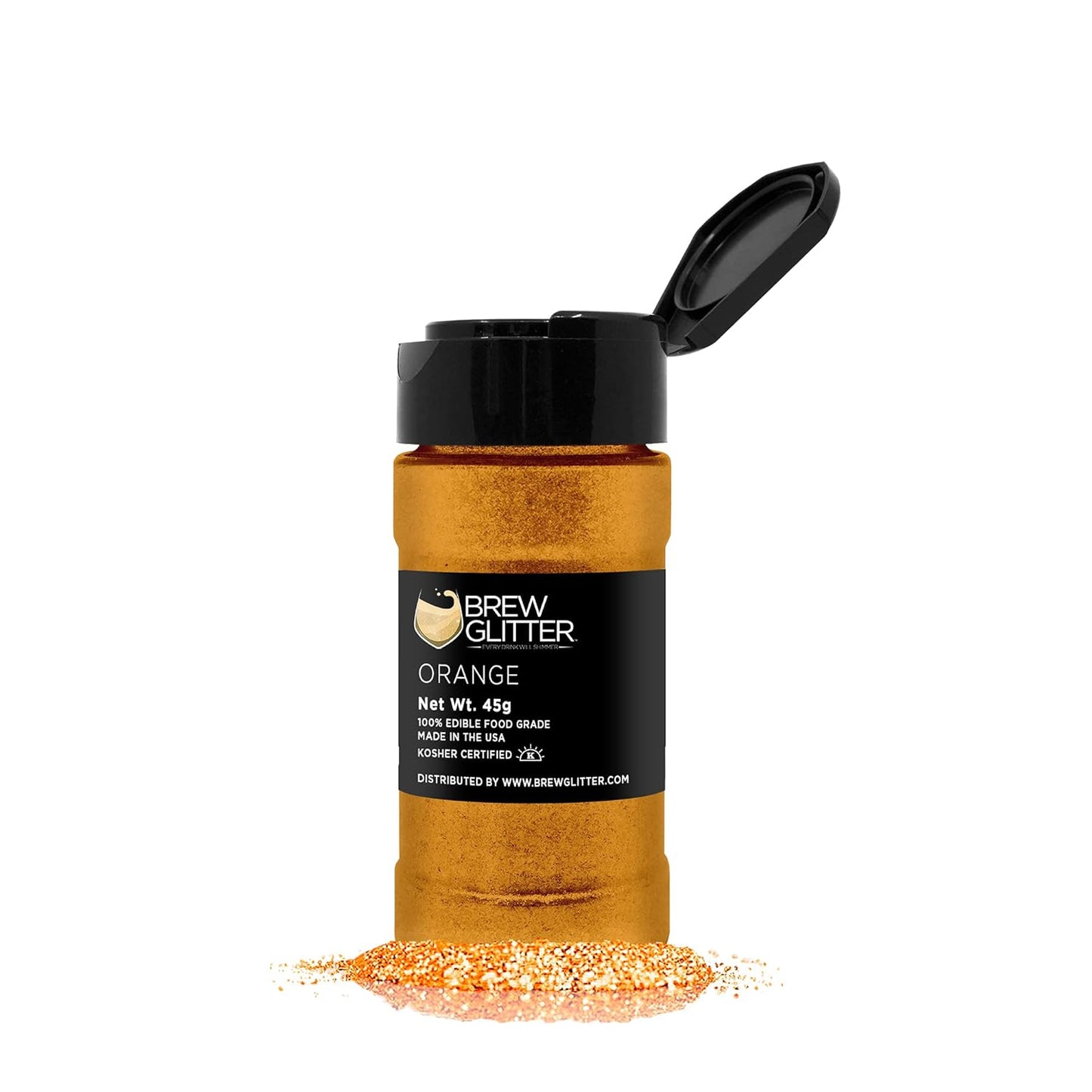 Orange BREW GLITTER Edible Glitter For Drinks, Cocktails, Beer, Garnish Glitter & Beverages | KOSHER & HALAL Certified | 100% Edible & Food Grade | Vegan, Gluten, Nut Free (45g Shaker, Orange)
