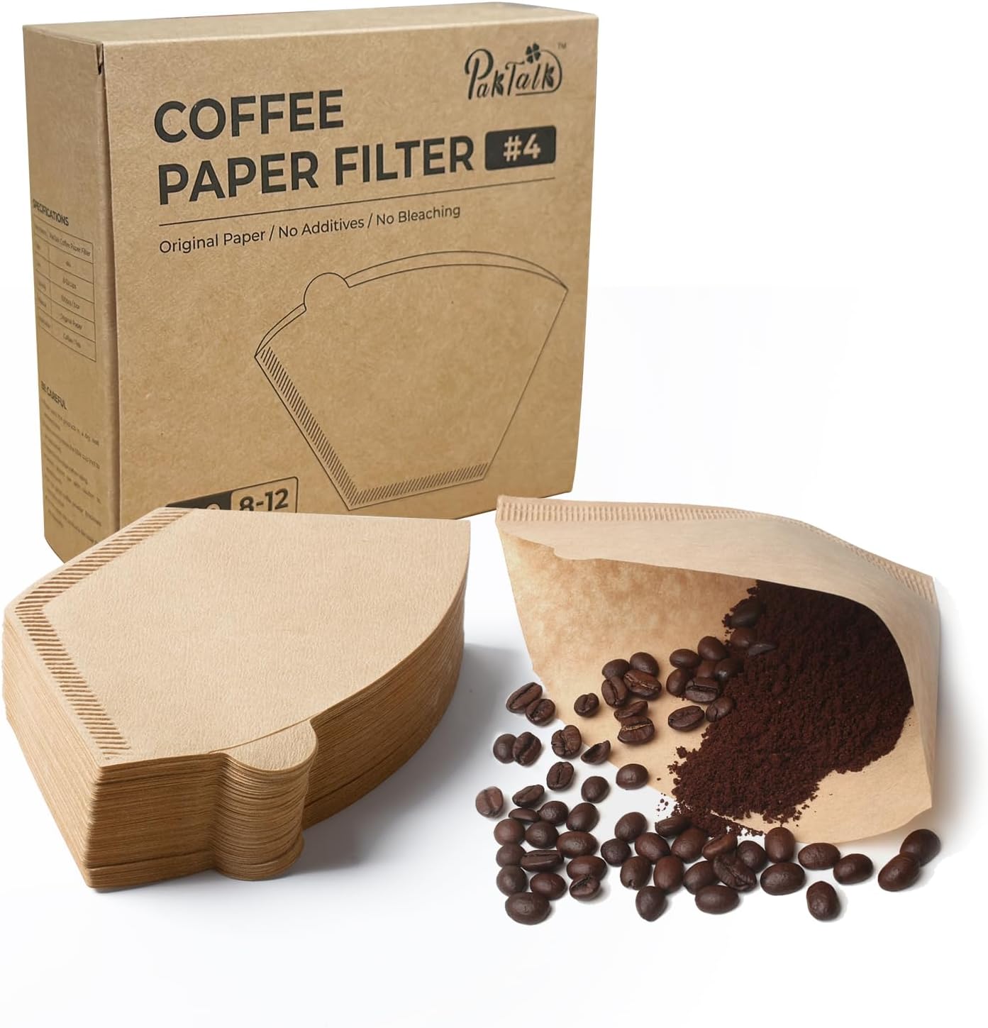 100 Count Cone Coffee Filters #4, Natural Brown Paper Cone Shaped Coffee Filters for Pour Over and Drip Coffee Maker(100 Count)
