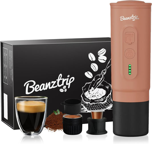 Portable Espresso Maker with Self-Heating, 2-in-1 Coffee Machine with Ground Coffee & NS Capsule, Khaki 7800mAh Espresso Machine for Travel, Outdoorlife, OfficeLife, BusinessTrip