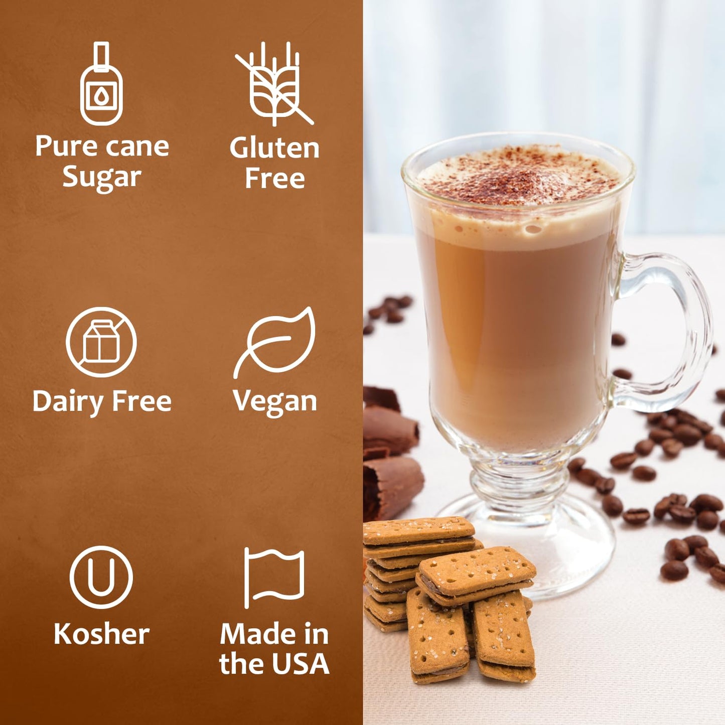 Syruvia Cookie Butter Coffee Syrup - 25.4 fl oz. Kosher and Gluten-Free. Ideal for Enhancing Drinks, Sodas, Shakes, Desserts, and More.