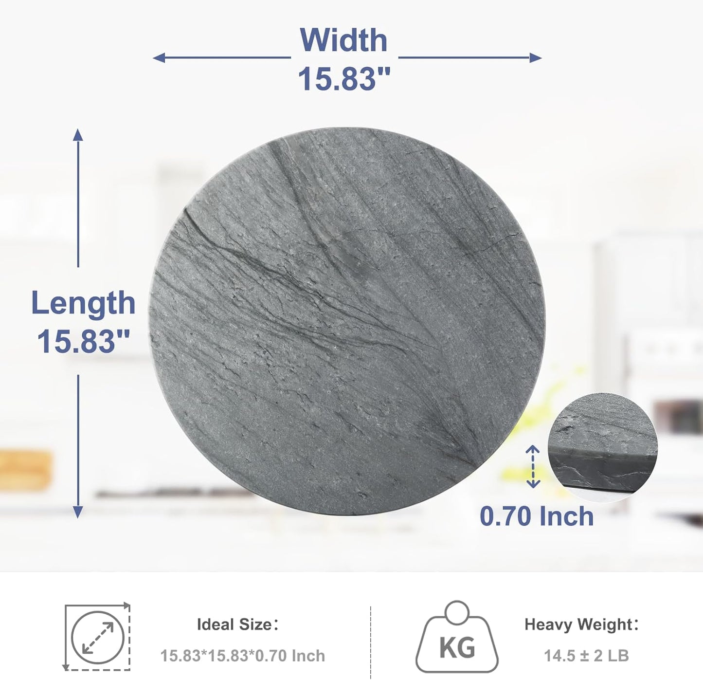 Koville Dark Grey Marble Pastry Cutting Board, 16" Large Marble Cheese Serving Board for Kitchen Countertop, Stone Tray for Baking, Charcuterie, Trivet, Dough Pastry and Stone Cutting Boards