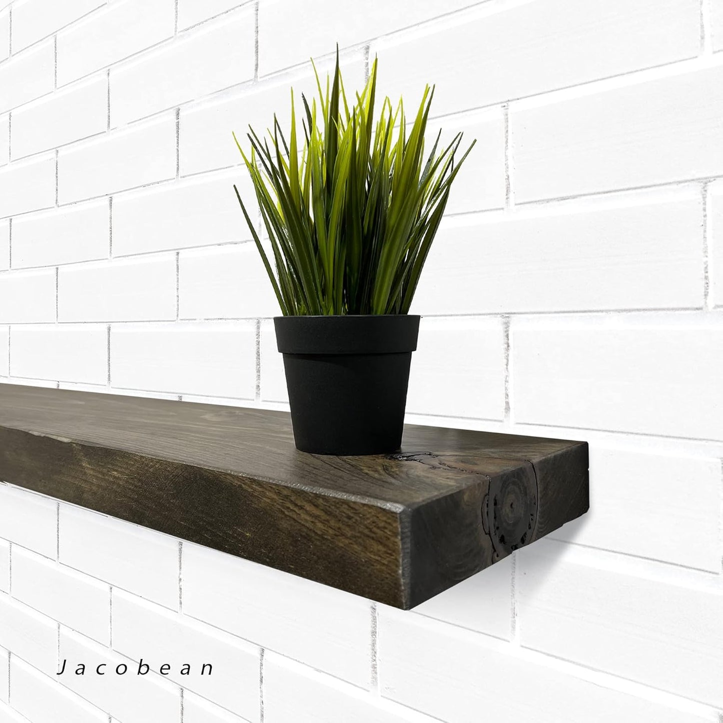 URBANDI, Rustic Floating Shelves, Set of 2, Hidden Bracket, Solid Wood, Heavy Duty, Wall Mounted Shelves, (Dark Brown, 48Wx6D)