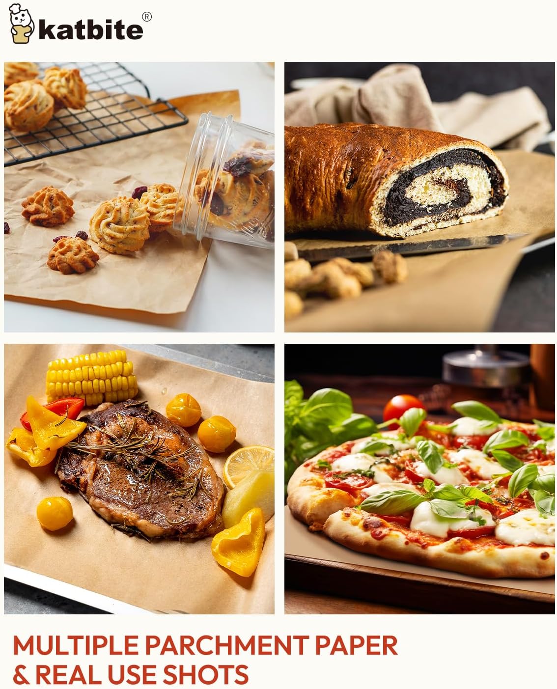 Katbite 200Pcs 9x13 inch Heavy Duty Unbleached Parchment Paper, Parchment Paper Sheets for Baking Cookies, Cooking, Frying, Air Fryer, Grilling Rack, Oven(9x13 Inch)