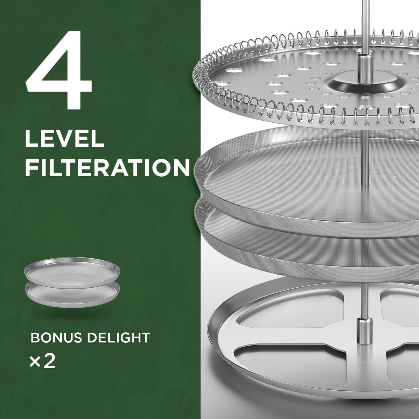 21 Ounce / 600ML French Press Coffee Maker - Stainless Steel & Borosilicate Glass, 4 - Filter for Smooth Brews - Perfect for Cold Brew, Espresso & Tea