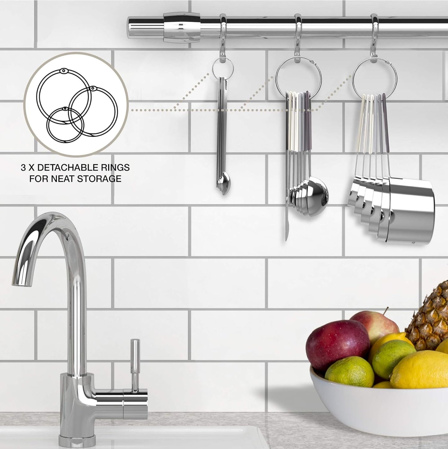 22-Piece Stainless Steel Measuring Cups and Spoons Set, Tad Dash Pinch Smidgen Drop Mini Measuring Spoons, Measuring Stick Leveler, Measurement Conversion Chart Fridge Magnet, (Charcoal)