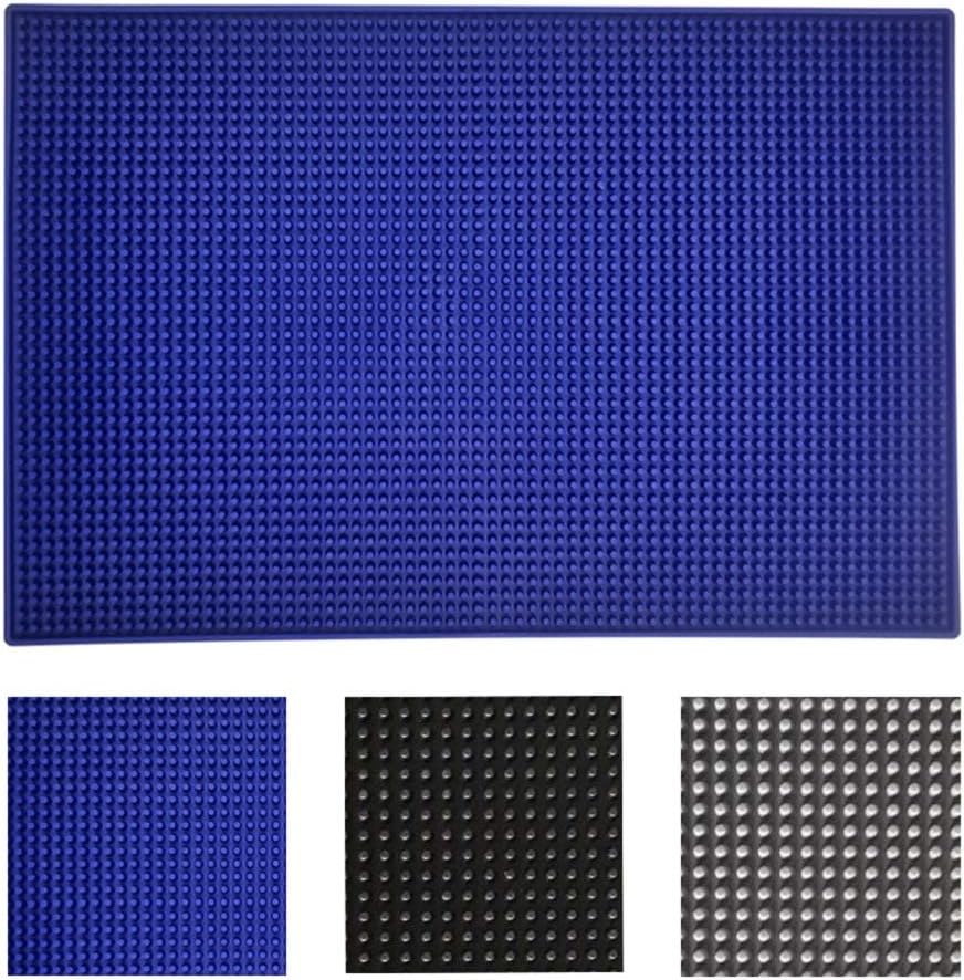 17.7" x 11.8" Rubber Bar Mat, Non-Slip and Anti-Spill Non-Toxic Soft Rubber Mats, Coffee Bars, Bars, Restaurants and Barbers Service Mats (2PACK, Navy)