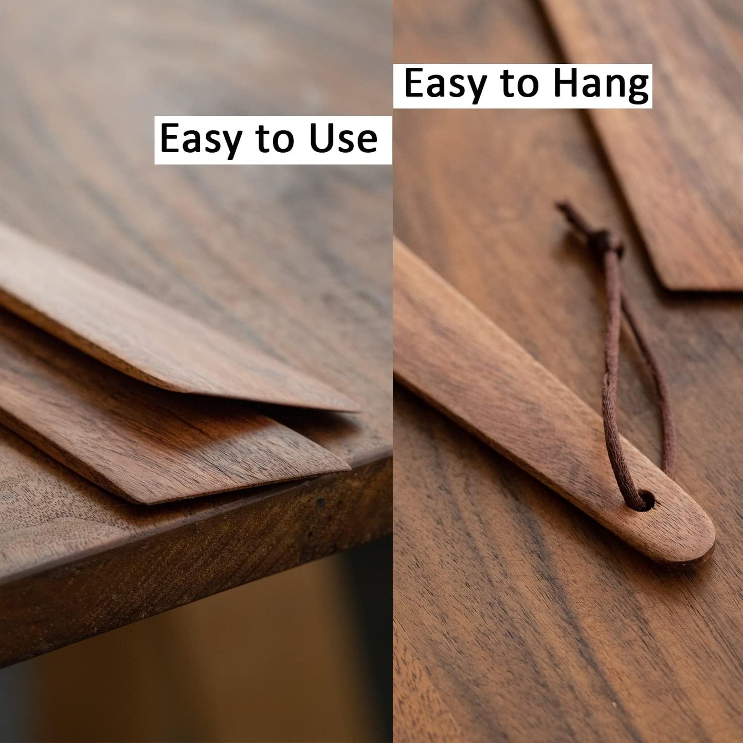 Muso Wood 9.8" Acacia Wood Spatula for Cooking, Small Wood Flipper, Non-Stick Spatula Set, Multi-Purpose Spatulas for Flipping, Serving, Scraping & Turning (Set of 3)