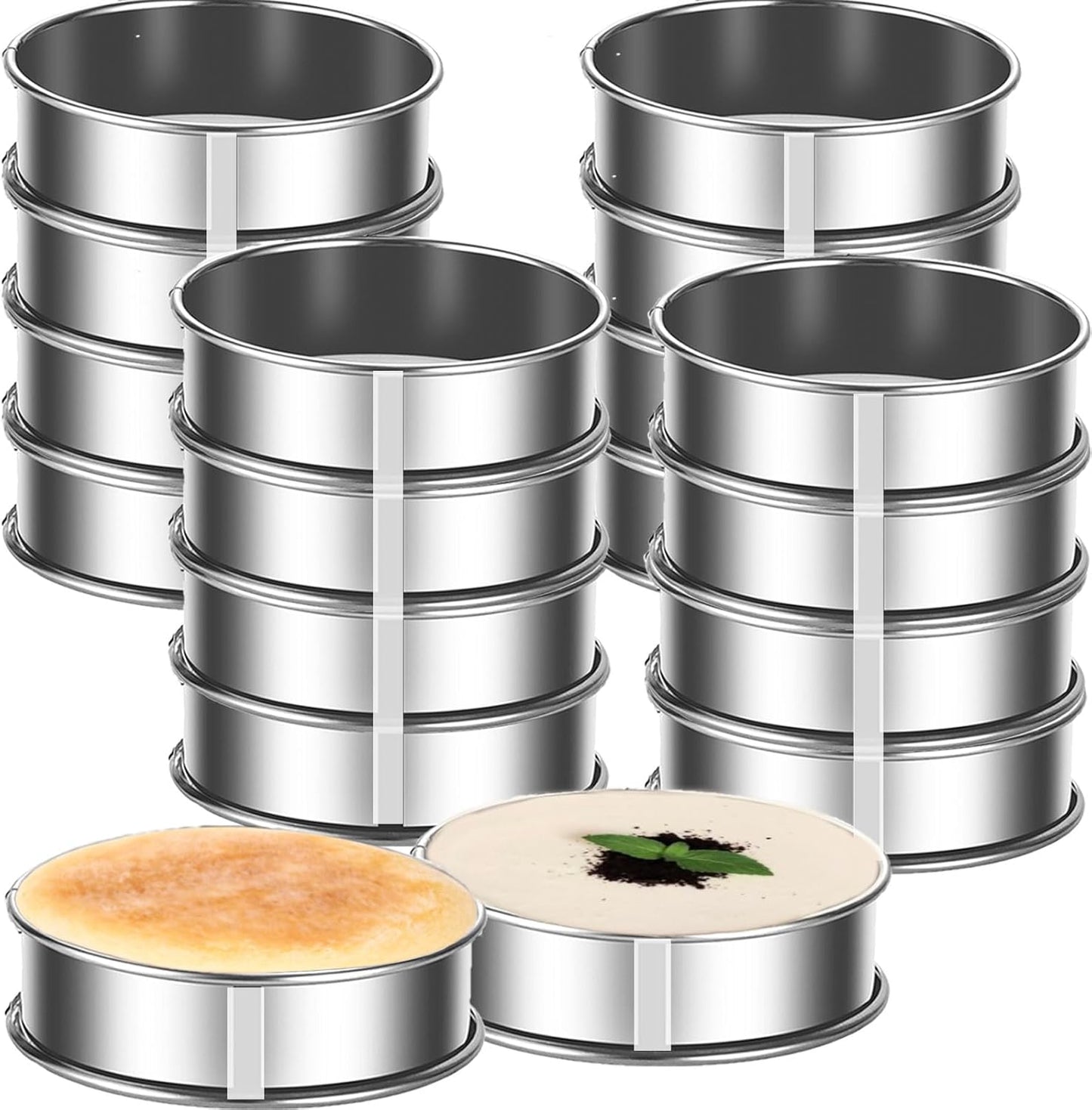 16packs English Muffin Rings Crumpet Rings 4 Inch Stainless Steel Double Rolled Tart Ring Nonstick Metal Round 4'' Ring Molds for Baking Cookies, Pancakesg