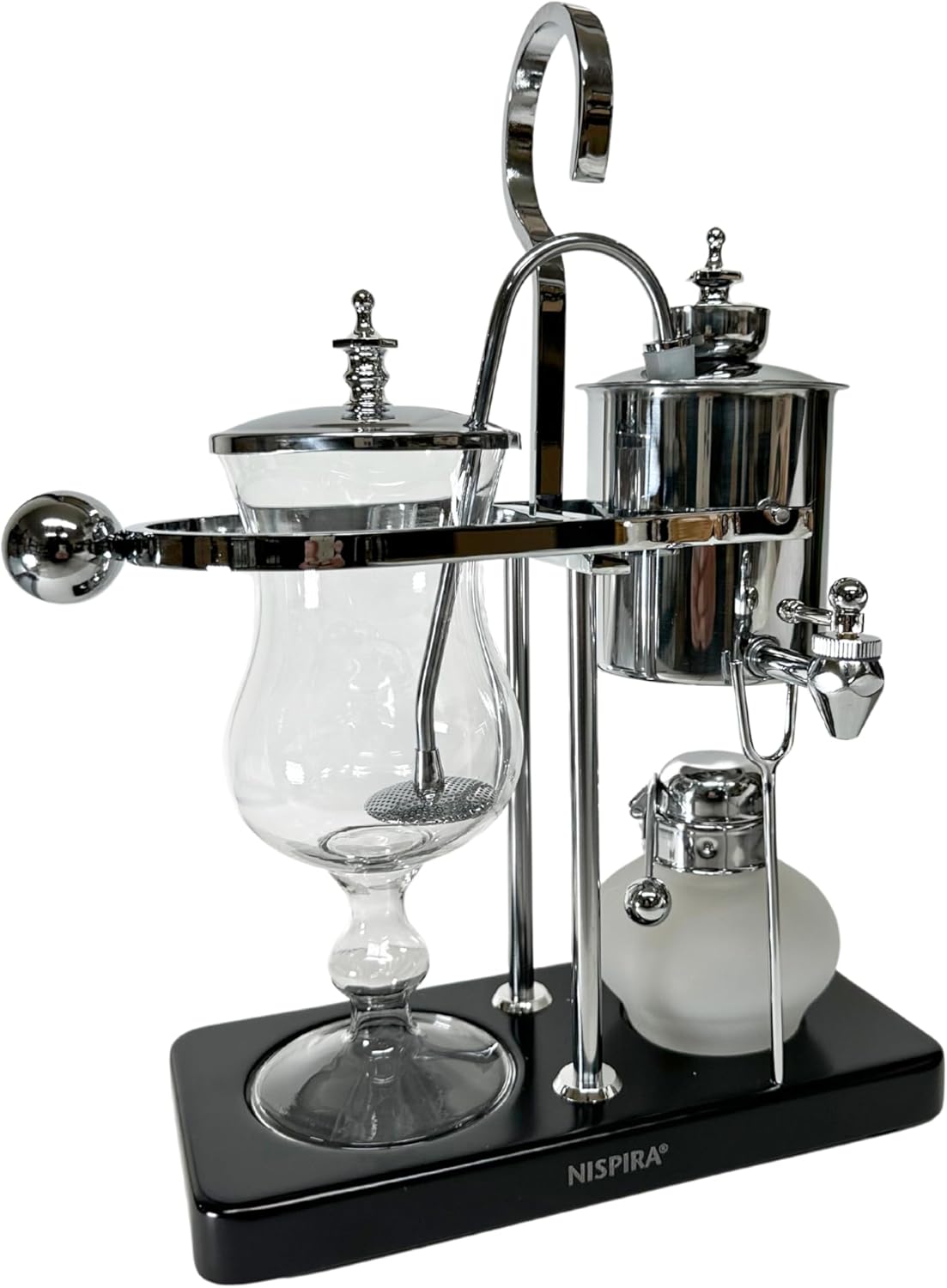 Nispira Belgium Royal Family Balance Syphon Unique Gravity Vintage Coffee Maker Vacuum Brewing System Silver 500 ml