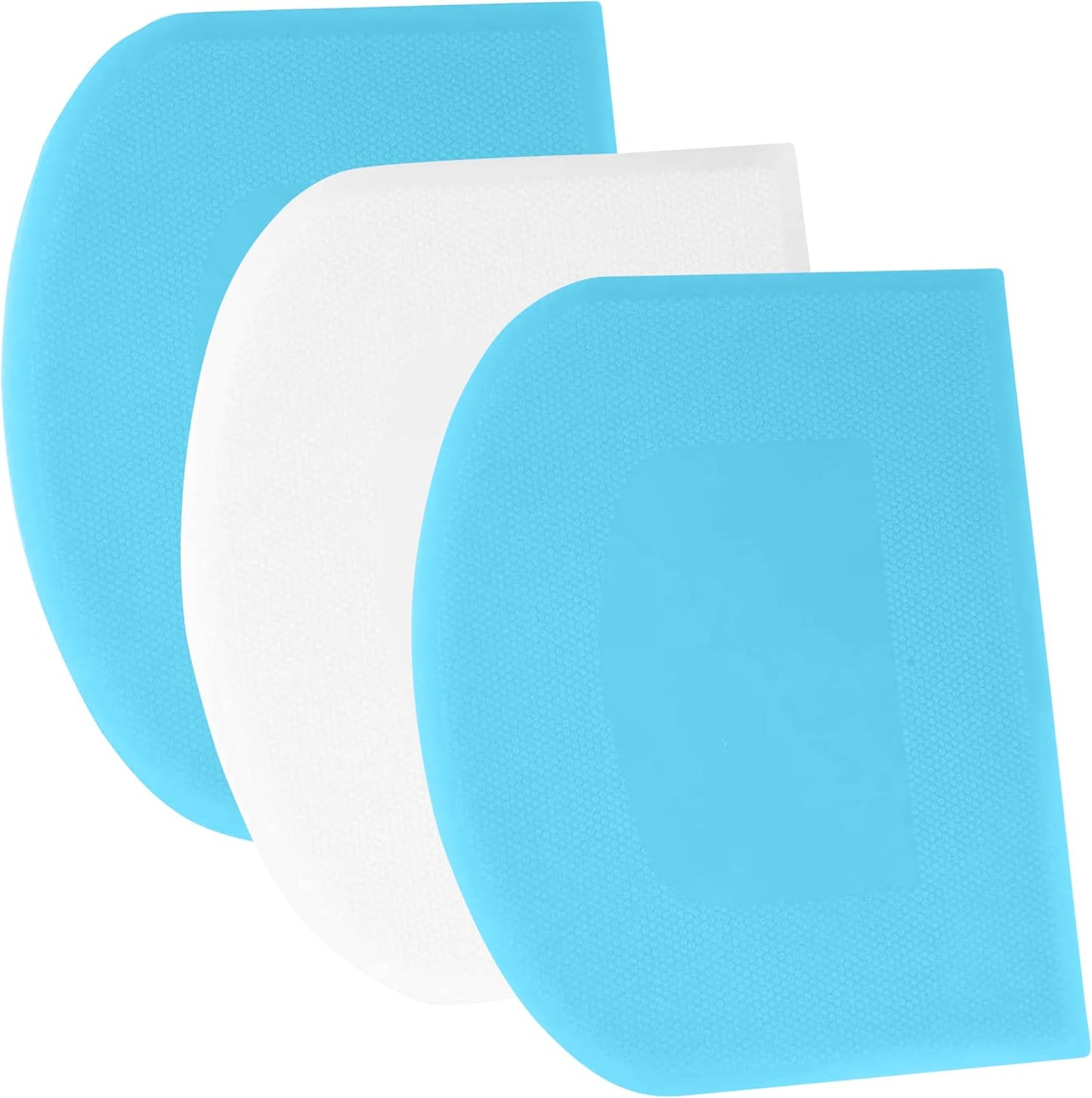 SURDOCA Dough Scraper Bench Scraper - 3P 5.9x4.3" Plastic Flexible Bowl Scraper, Sharp Edge & Angles Cake Scraper. Non-Slip Bakeware Decorating Tools Sculpting & Modeling Tools - Blue+White+Blue
