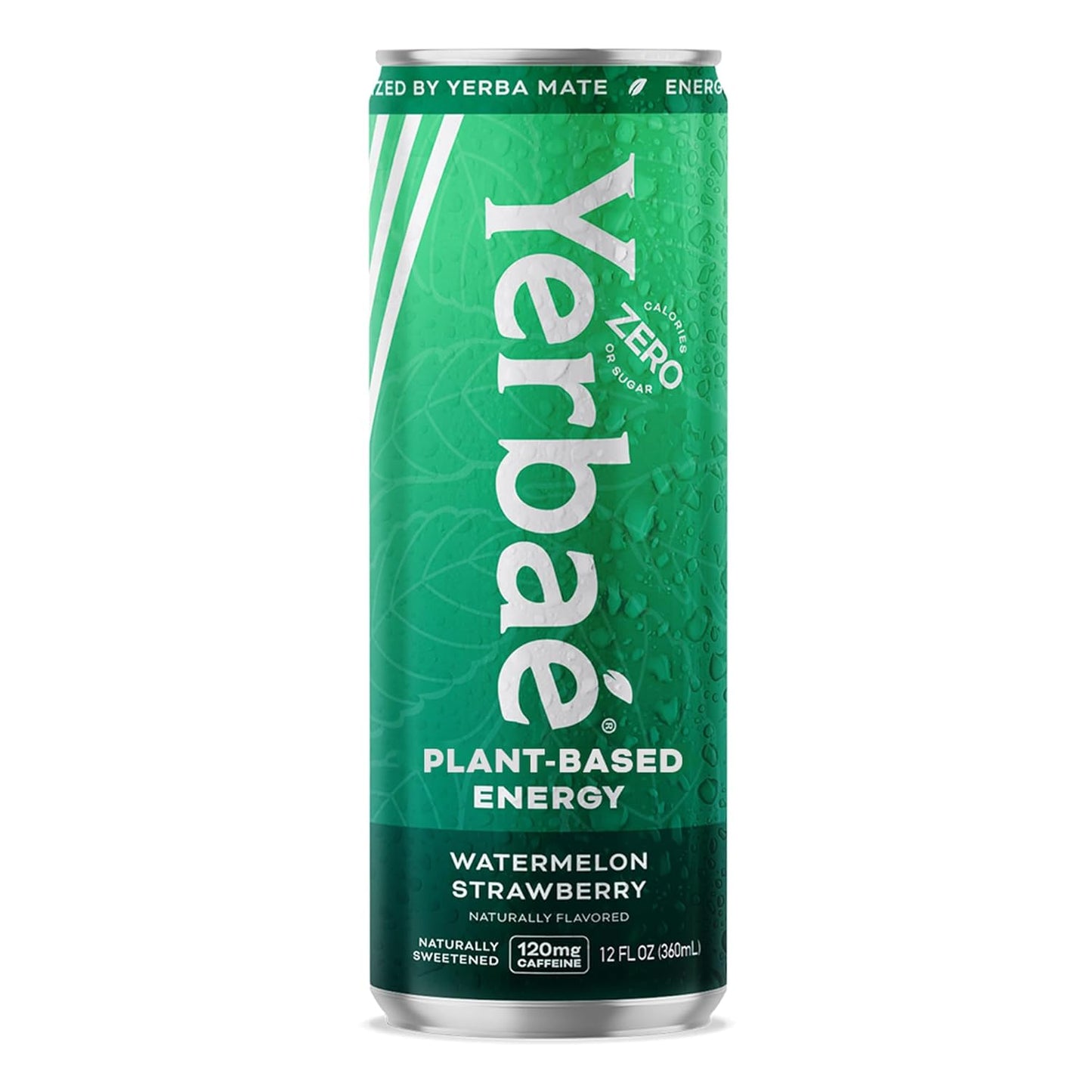 Yerbaé Energy Beverage, Watermelon Strawberry, 120mg Caffeine. No Sugar/Calories/Carbs, Energized by Yerba Mate, Plant-Based, Healthy Alternative to Sugary Drinks, Pack of 12, 12oz cans