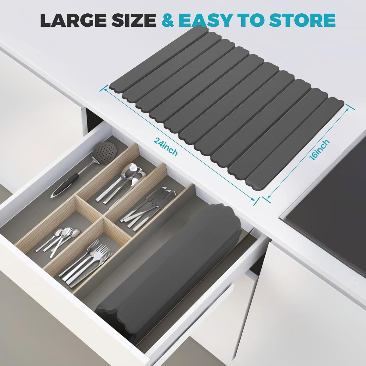 Extral Large Quick Dry Stone Drying Mat for Kitchen Counter,24x16 Inch Collapsible Eco-Friendly Absorbent Diatomaceous Earth Mat for Dishes Cups,Dish Drying Mats (Dark grey-Love shape, 24x16 inch)