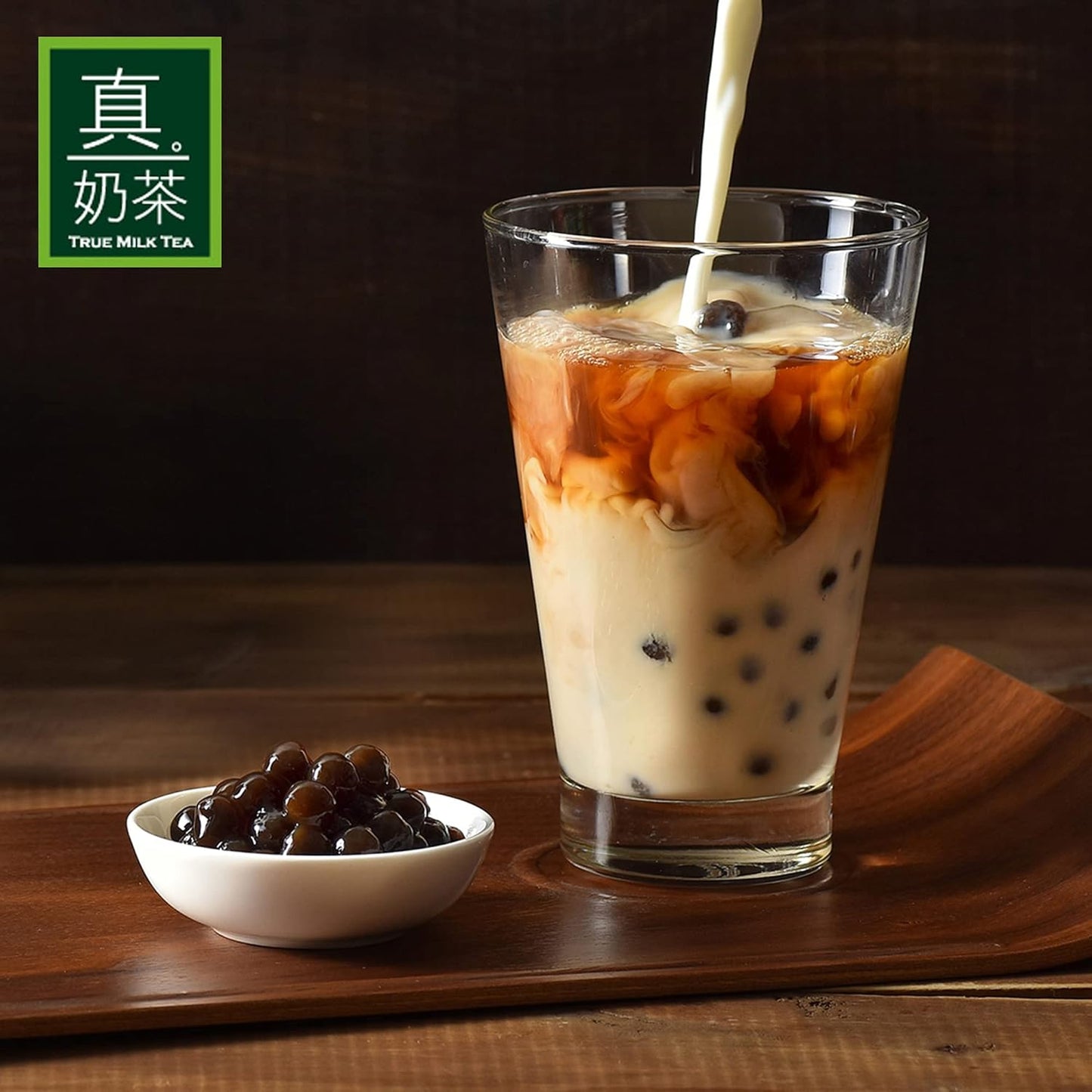 OKTEA Bubble Pearl Milk Tea Kit - Assam & Ceylon Tea Blend, New Zealand Milk, Preservative-Free Tapioca, Serve Hot or Iced - Single Box of 5 Servings