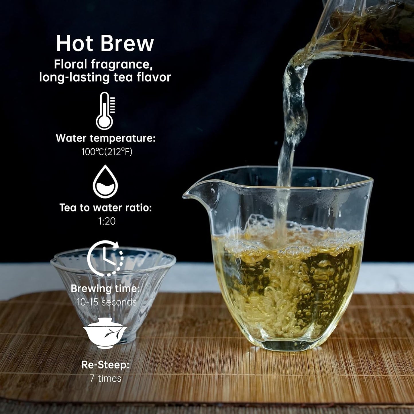 iTeaworld Jasmine Oolong Loose Leaf Tea, Fujian Anxi Tieguanyin Whole Leaf, Natural Jasmine Aroma, No Sugar & Additives, Hot & Cold Brew, Sealed Bag, 3.52oz