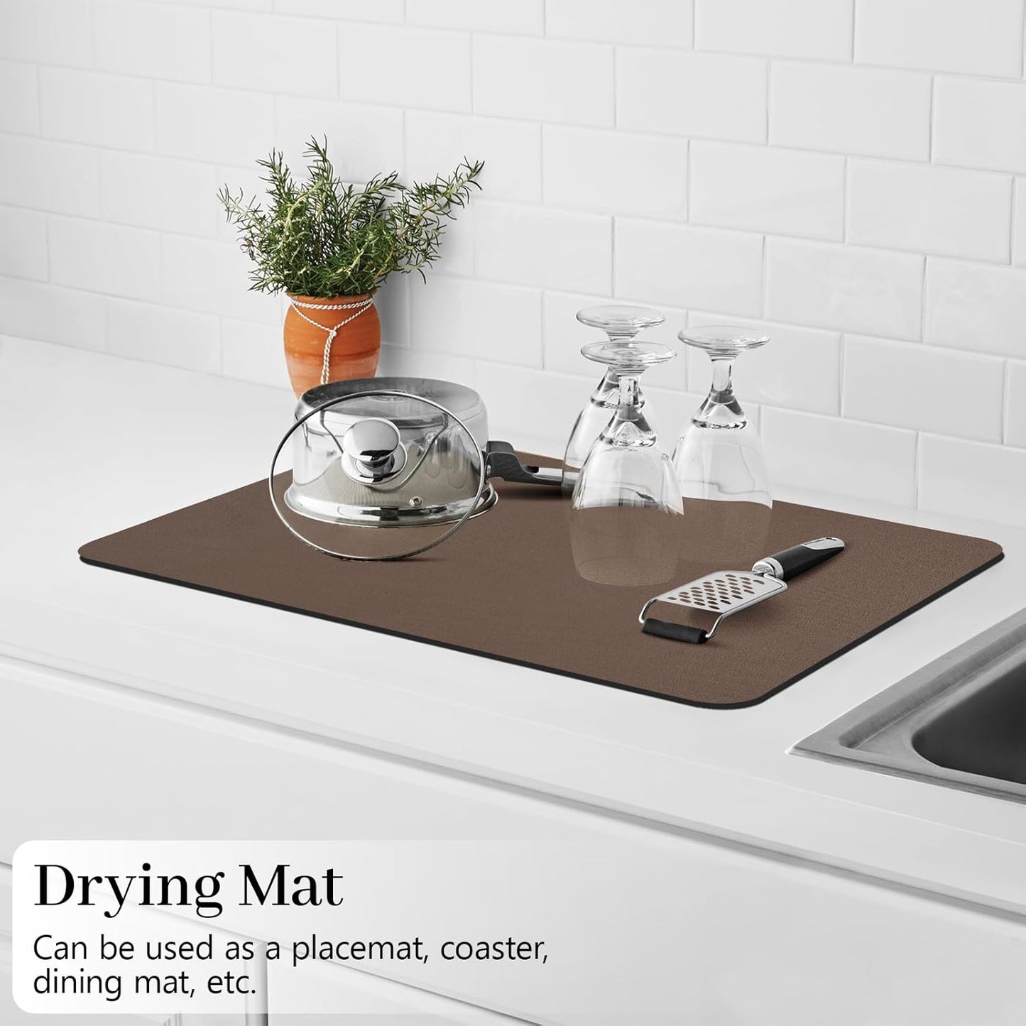 Bloss Coffee Mat, Bar Mat, Hide Stain Absorbent Drying Mat with Waterproof Rubber Back, Fit Under Coffee Maker Machine Pot Espresso Machine(12.2"x19.7", Brown)