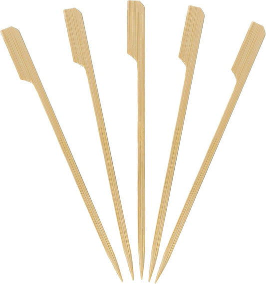 KingSeal Natural Green Bamboo Wood Paddle Picks, Skewers for Appetizers and Cocktails, 6.0 Inches - 5 Packs of 100 Each (500 Count)