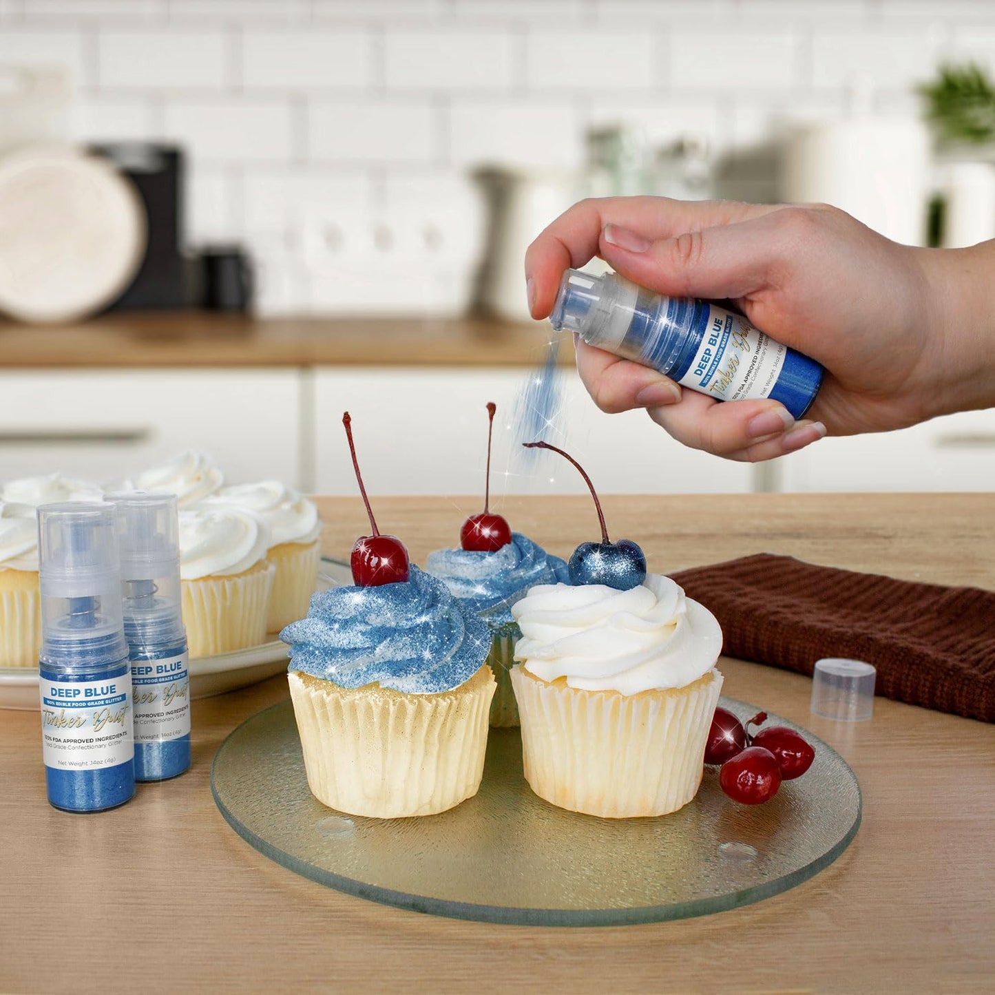 Bakell - Deep Blue Tinker Dust (4g, 1x Mini Spray Pump) Edible Glitter for Food, Desserts, and Beverages!
