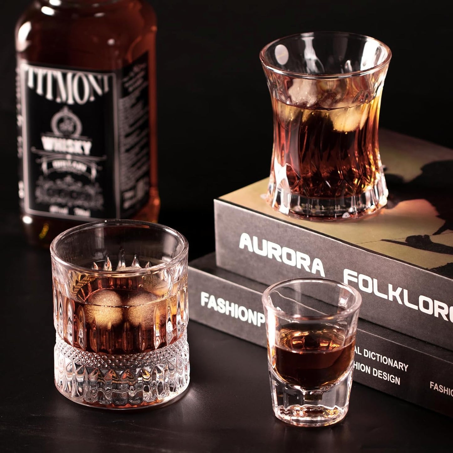 KAMMAK 2 Pack Shot Glasses Bulk 2.5oz Cool Shot Glasses with Heavy Base for Whiskey, Vodka in Bar And Party Gifts for Men, Whisky Lovers, Wedding, Anniversary, Birthday