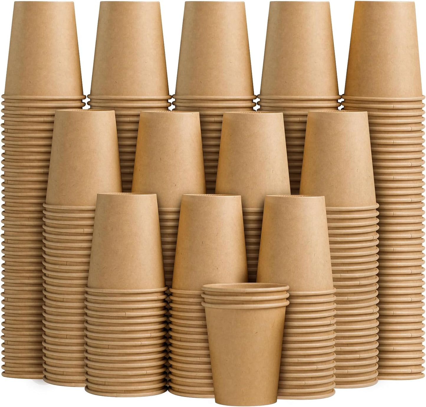 180 Pack 8 oz Paper Cups, Brown Kraft Disposable Paper Coffee Cups, Unbleached Paper Cups for Hot/Cold Beverage Party, Picnic, Travel, and Events.