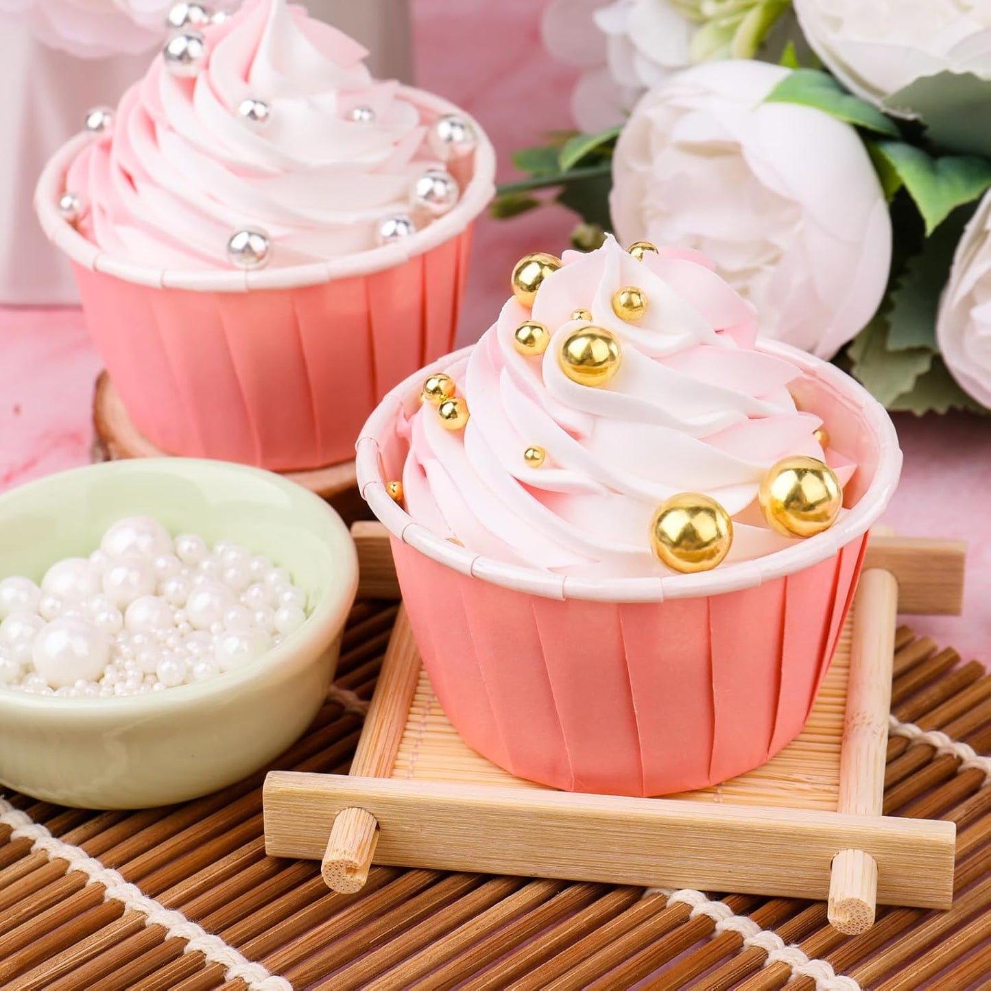 Silver Edible Pearls for Cake Decorating, 6 Sizes Mix 4.6 oz Pearl Sugar Sprinkles Baking Decoration for CupCake Cookies Ice Cream Dessert Topping