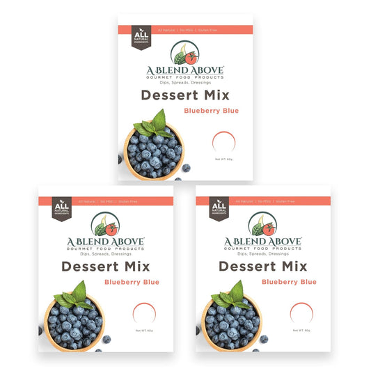 A Blend Above Blueberry Blue No Bake Dessert Mix - All Natural, Gluten Free, No MSG - Instant Dessert Mix, Fruit Dip, Bagel Topping, Frosting, Cheesecake Filling - Easy to Make - 4.2 Oz (Pack of 3)