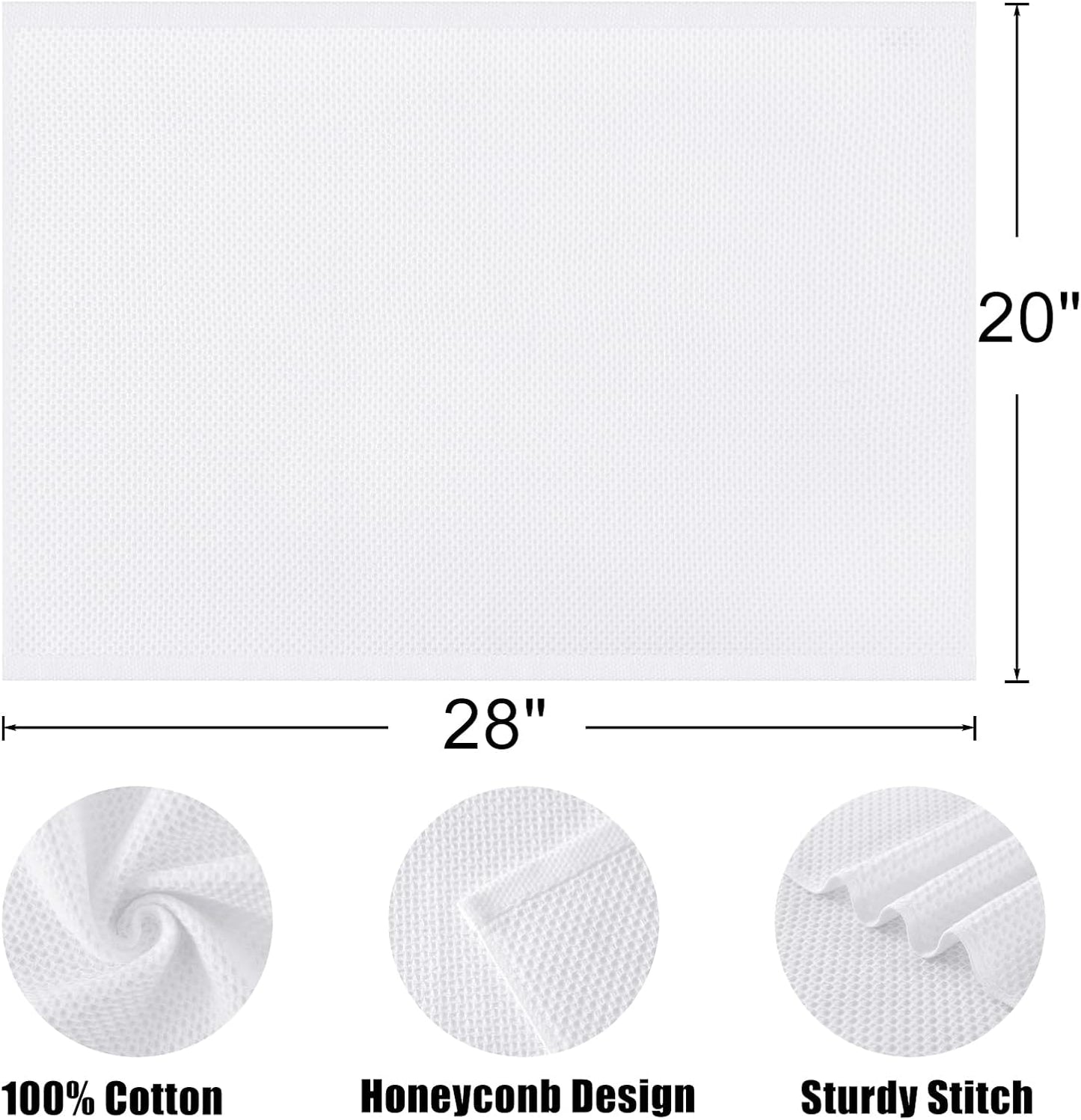 Kitinjoy 100% Cotton Waffle Weave Kitchen Towels, 4-Pack Super Soft and Absorbent Dish Towel for Drying Dishes, Kitchen Hand Towels, 20 in x 28 in, White