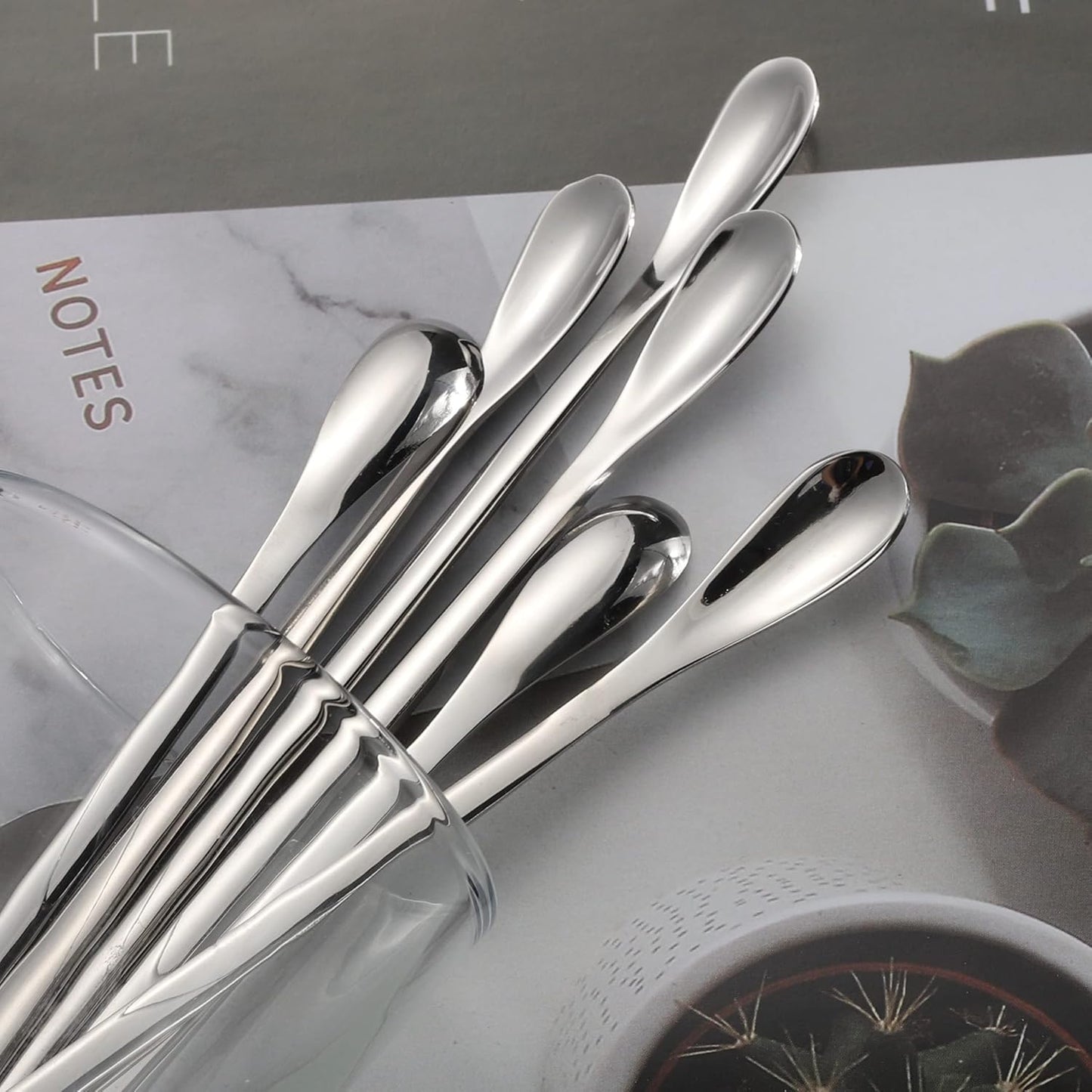 Stainless Steel Cocktail Stir Sticks with Long Handle of 6 Pieces for Coffee & Tea Drinks