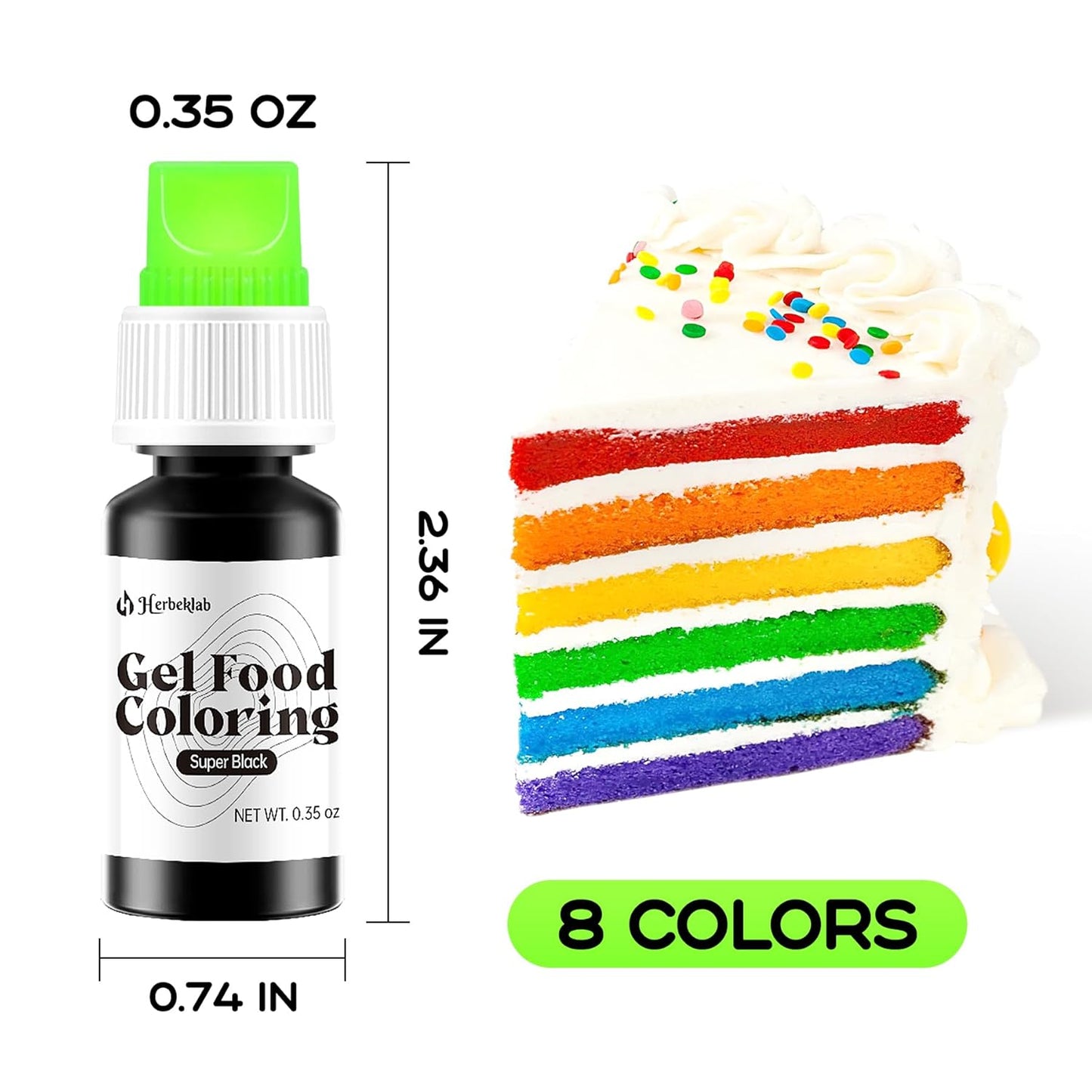 Gel Food Coloring 8 Colors x 0.35 oz Concentrated Gel Based Food Dye Vibrant Icing Colors Neon Food Coloring for Baking Cake Decorating Cookies Fondant, 10g / Bottle