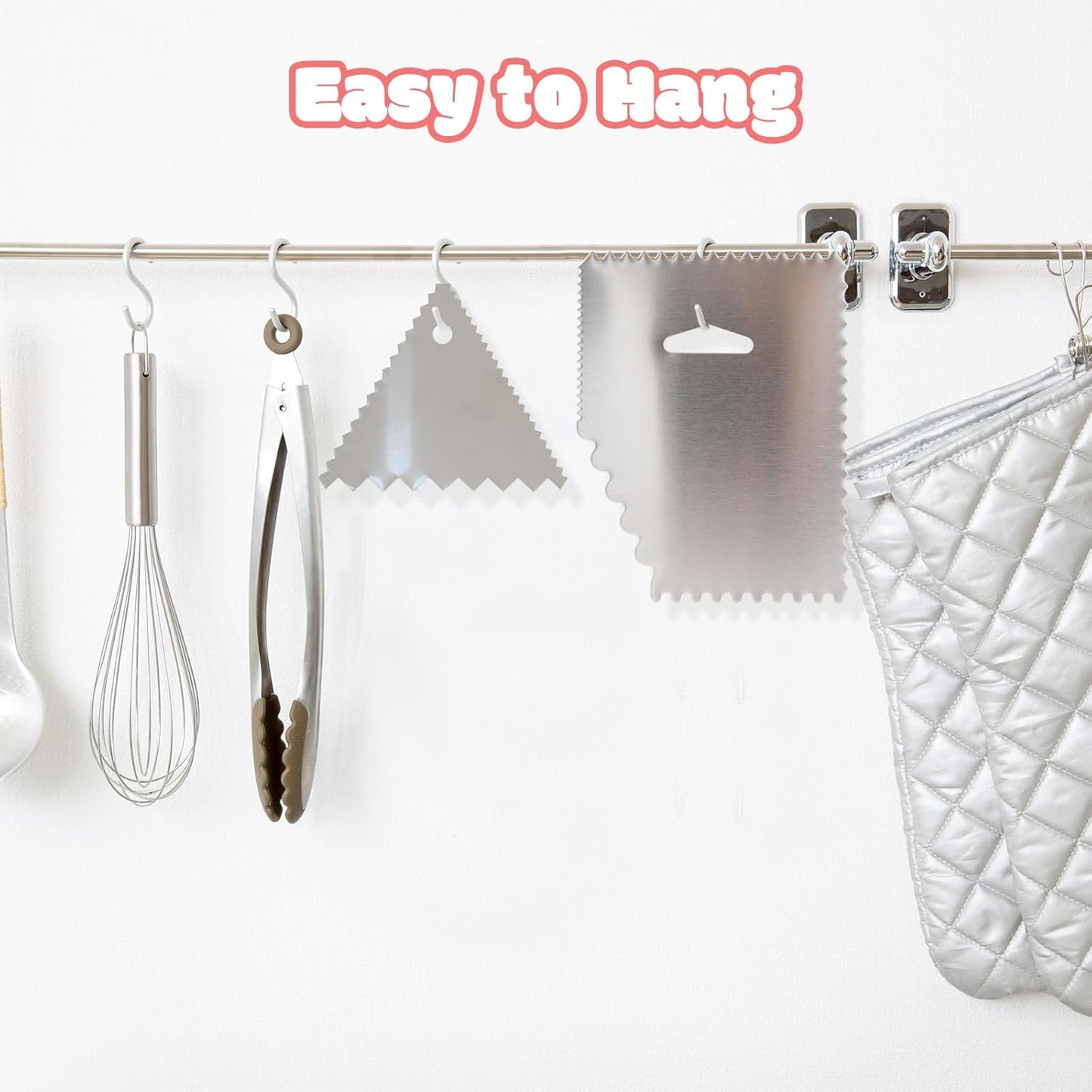 4 PCS Cake Scraper, Stainless Cake Smoother, Icing Smoother, Side Pattern Edge Stripes with Smooth Edges for Pastry Cutting and Mousse Cream Cake Decoration